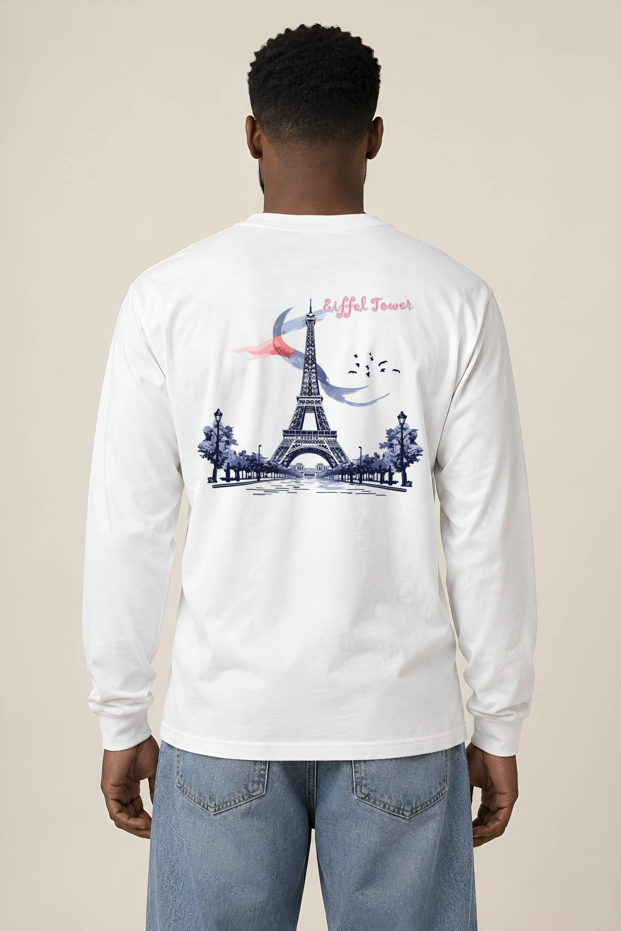 "Eiffel Tower Sketch" Unisex Longsleeve T-shirt