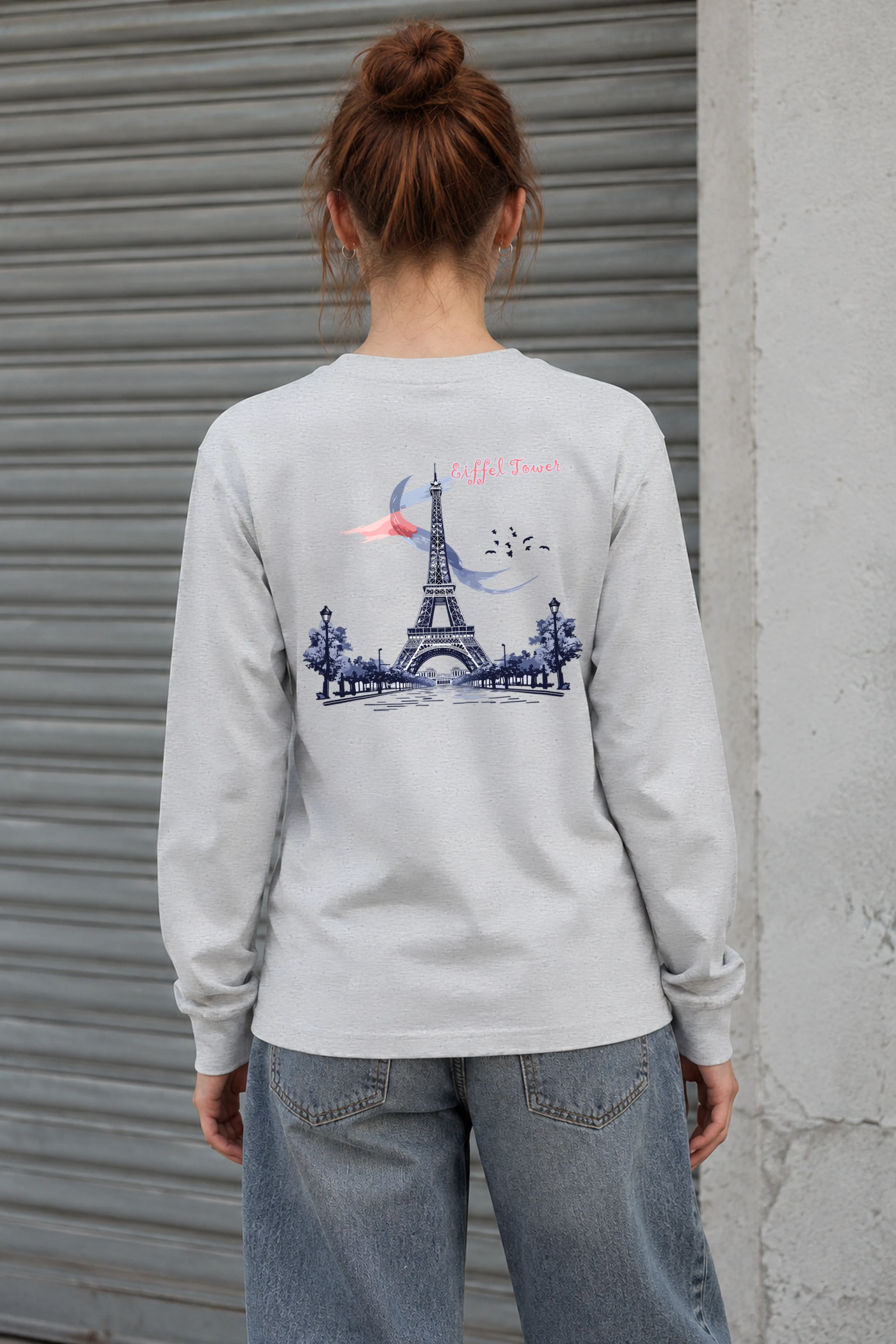 "Eiffel Tower Sketch" Unisex Longsleeve T-shirt