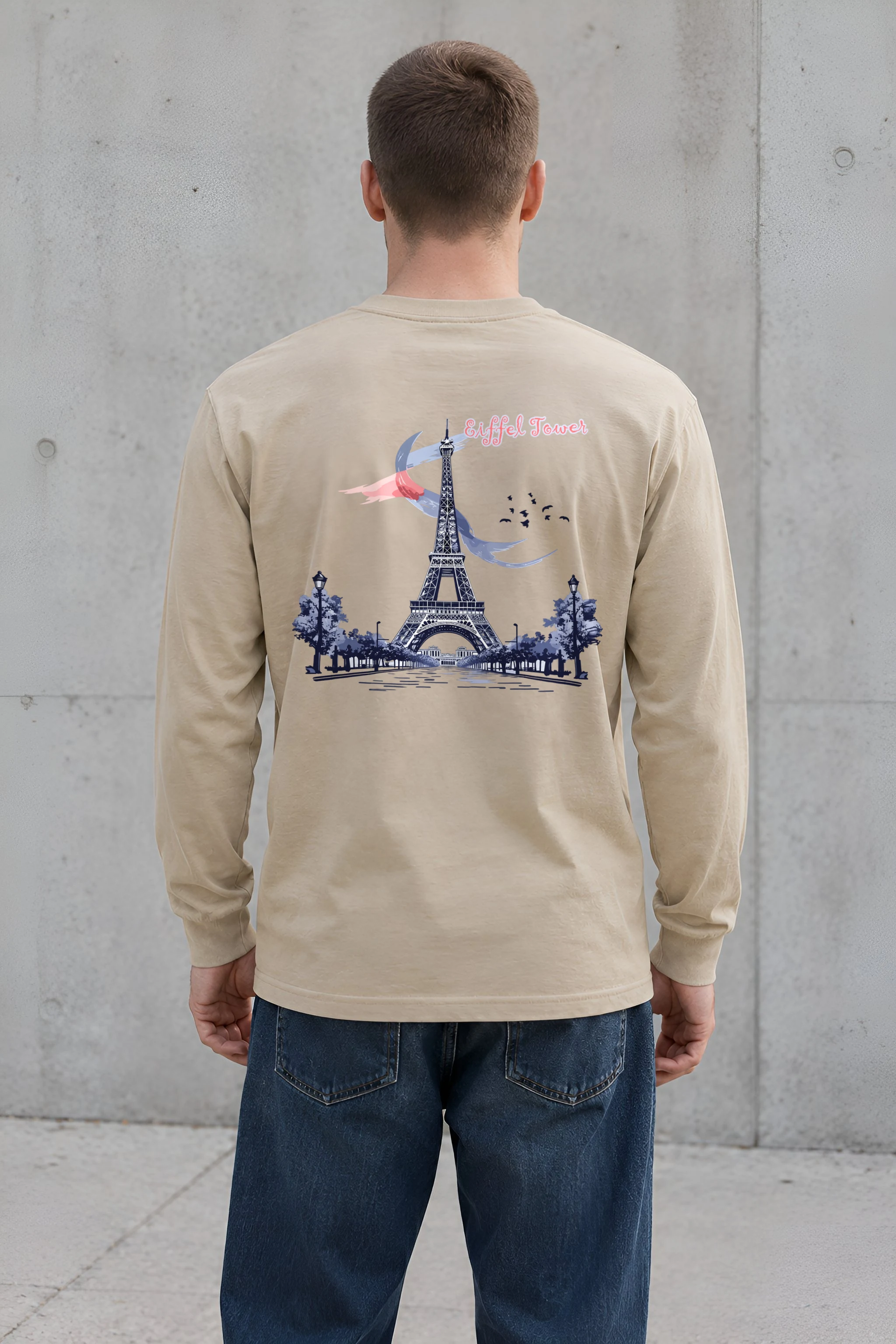 "Eiffel Tower Sketch" Unisex Longsleeve T-shirt