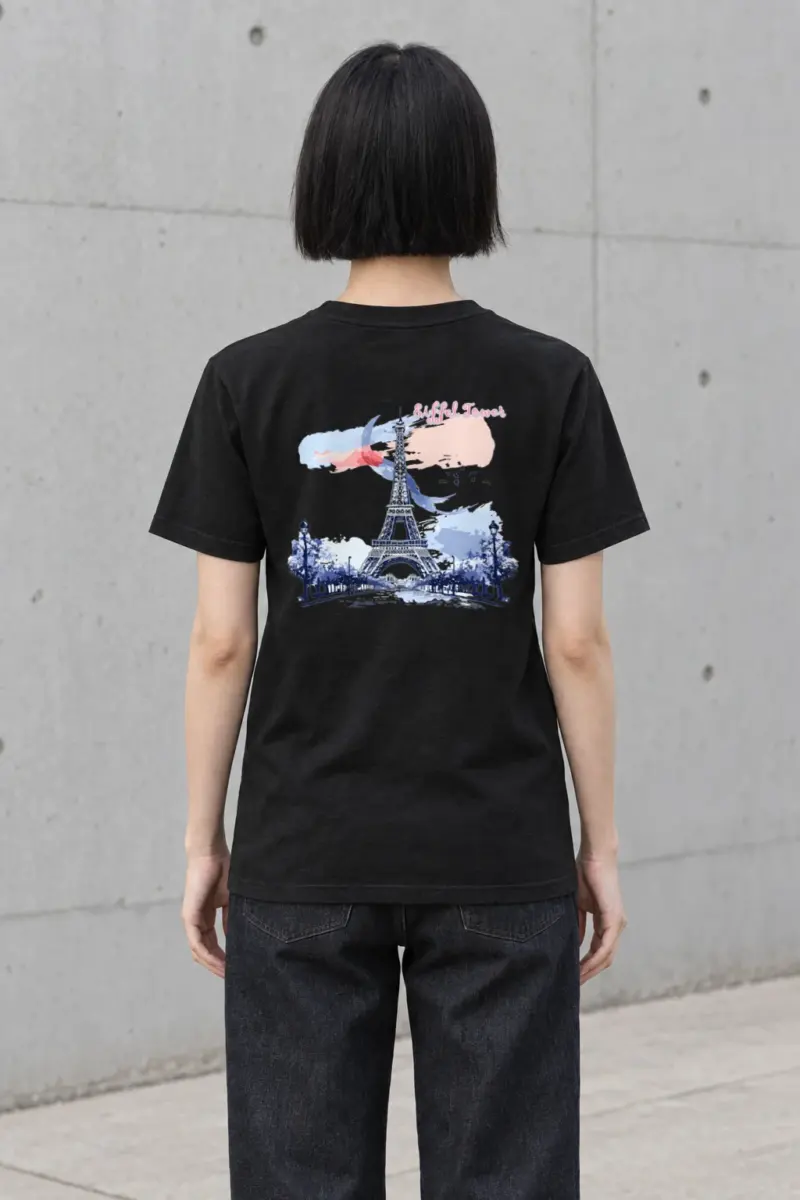 "Eiffel Tower Watercolor" Heavyweight Unisex Crewneck T-shirt | Gildan 5000