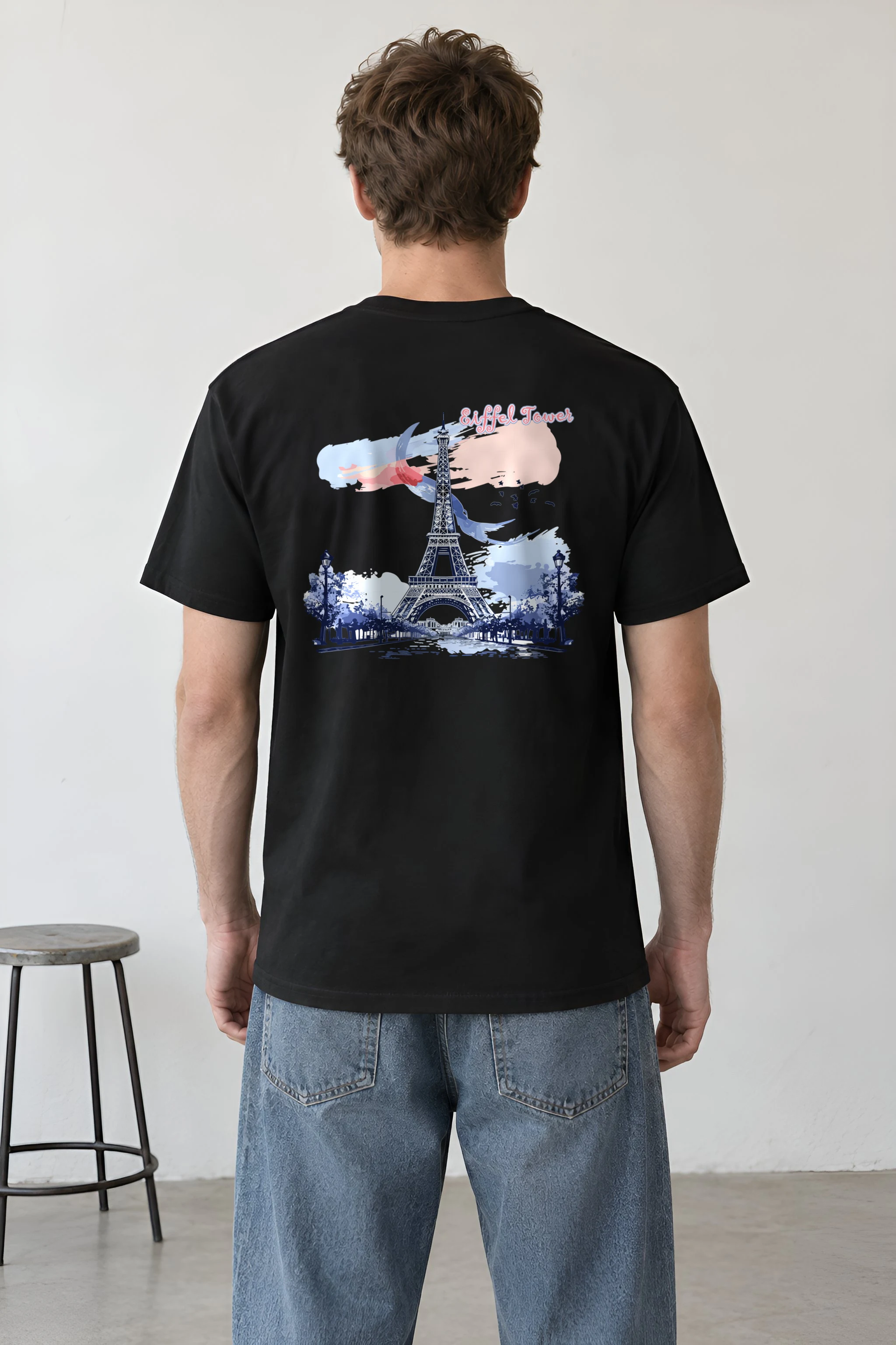 "Eiffel Tower Watercolor" Heavyweight Unisex Crewneck T-shirt