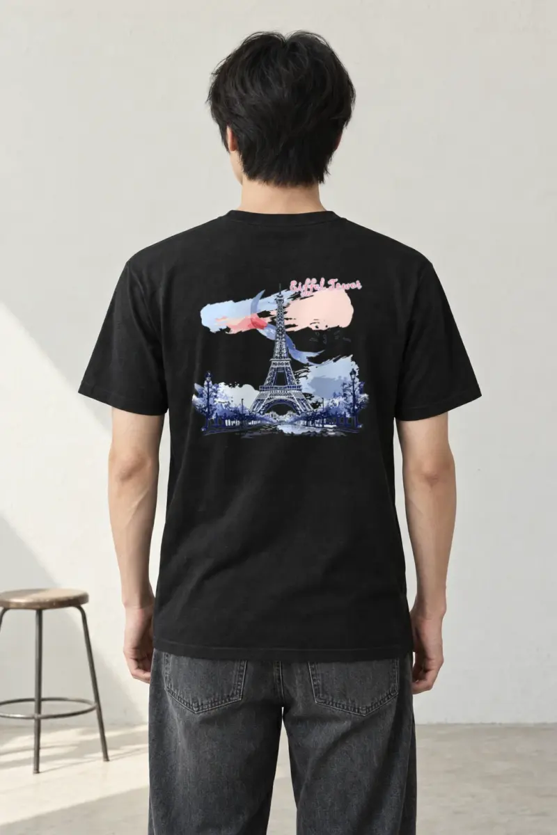 "Eiffel Tower Watercolor" Heavyweight Unisex Crewneck T-shirt