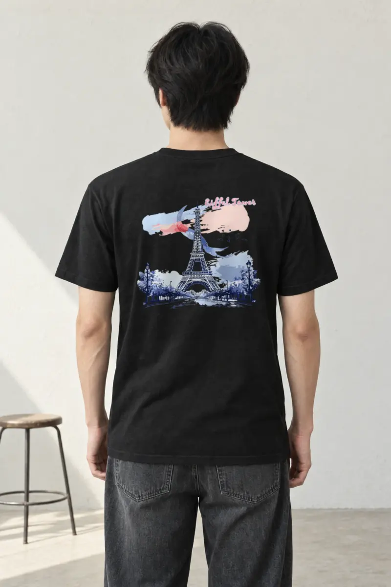 "Eiffel Tower Watercolor" Heavyweight Unisex Crewneck T-shirt