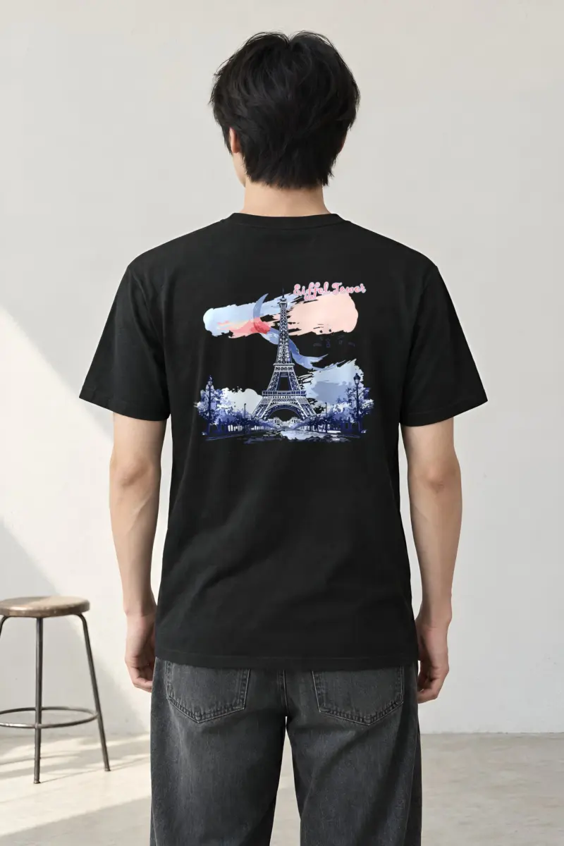 "Eiffel Tower Watercolor" Heavyweight Unisex Crewneck T-shirt