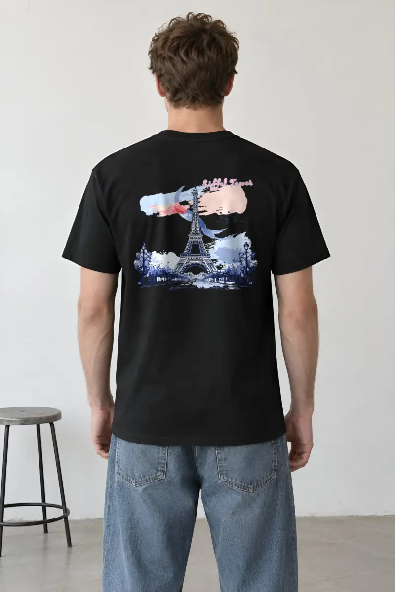 "Eiffel Tower Watercolor" Heavyweight Unisex Crewneck T-shirt