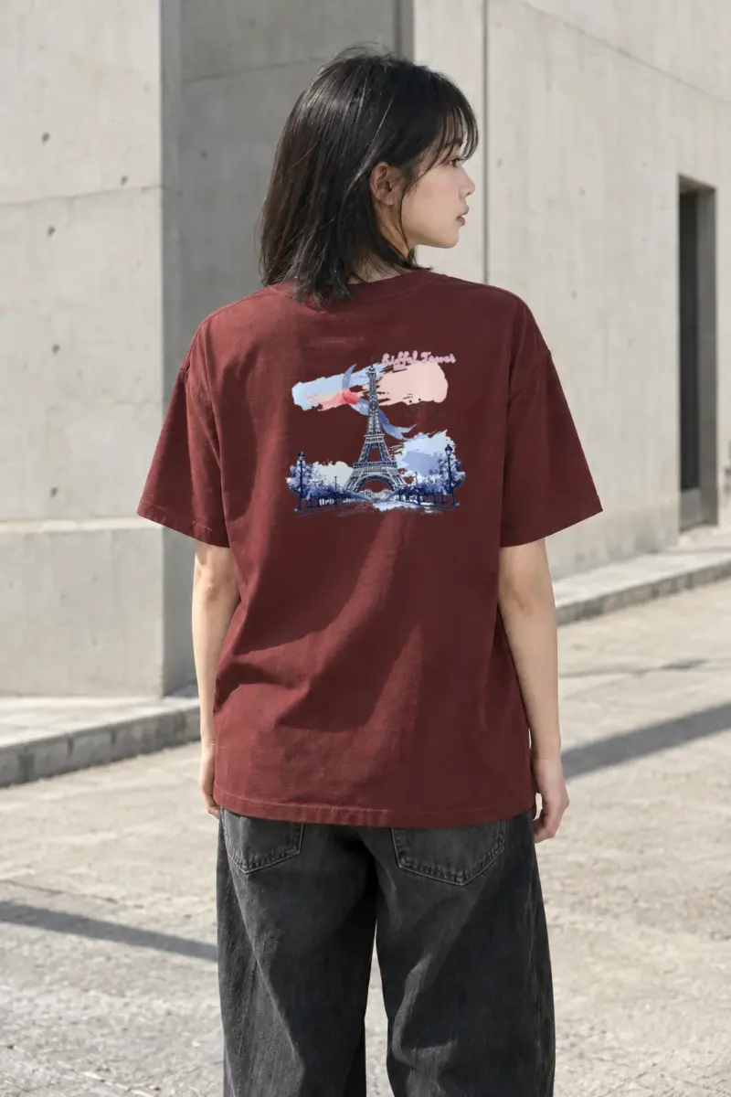 "Eiffel Tower Watercolor" Heavyweight Unisex Crewneck T-shirt | Gildan 5000