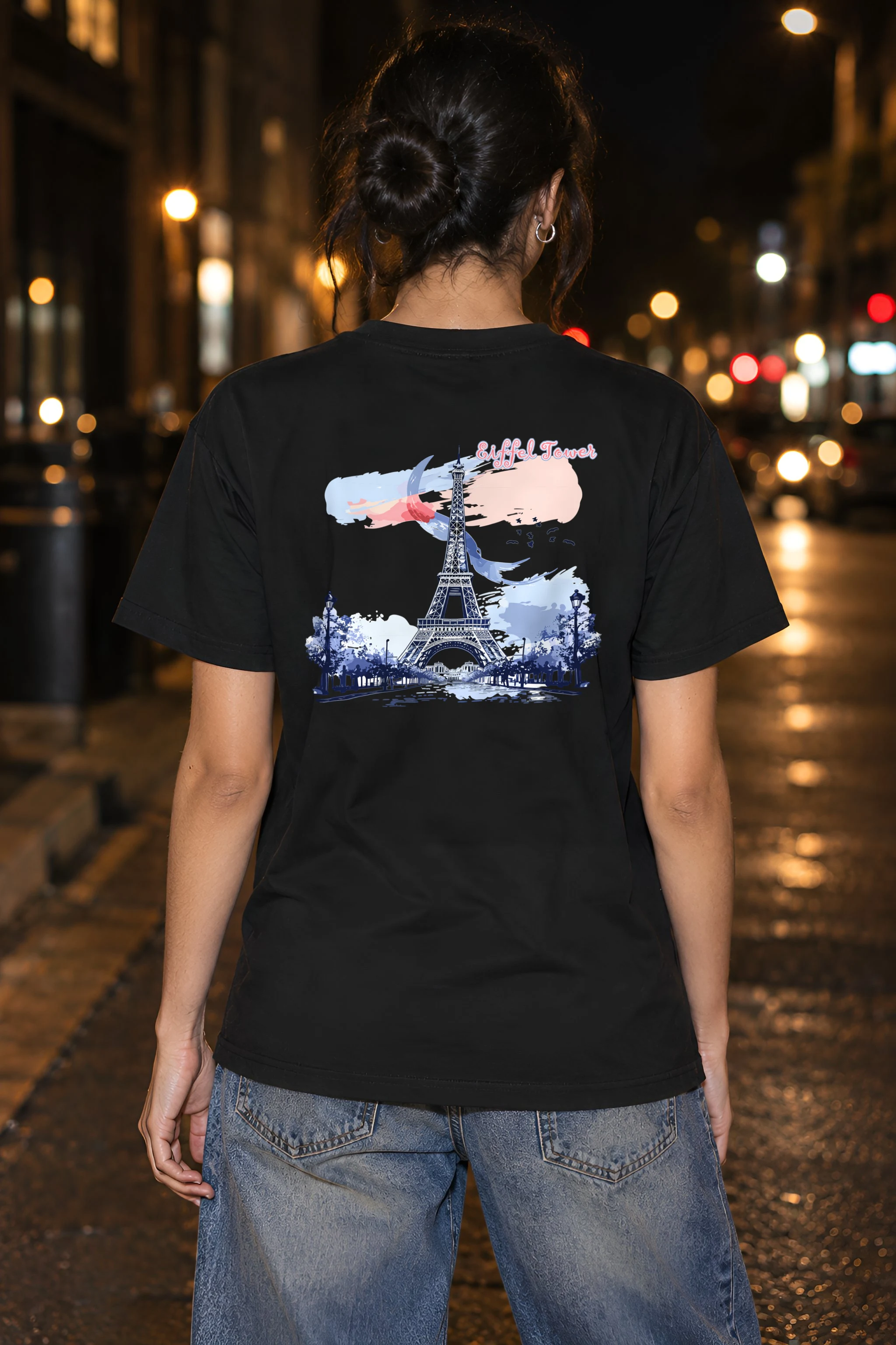 "Eiffel Tower Watercolor" Heavyweight Unisex Crewneck T-shirt