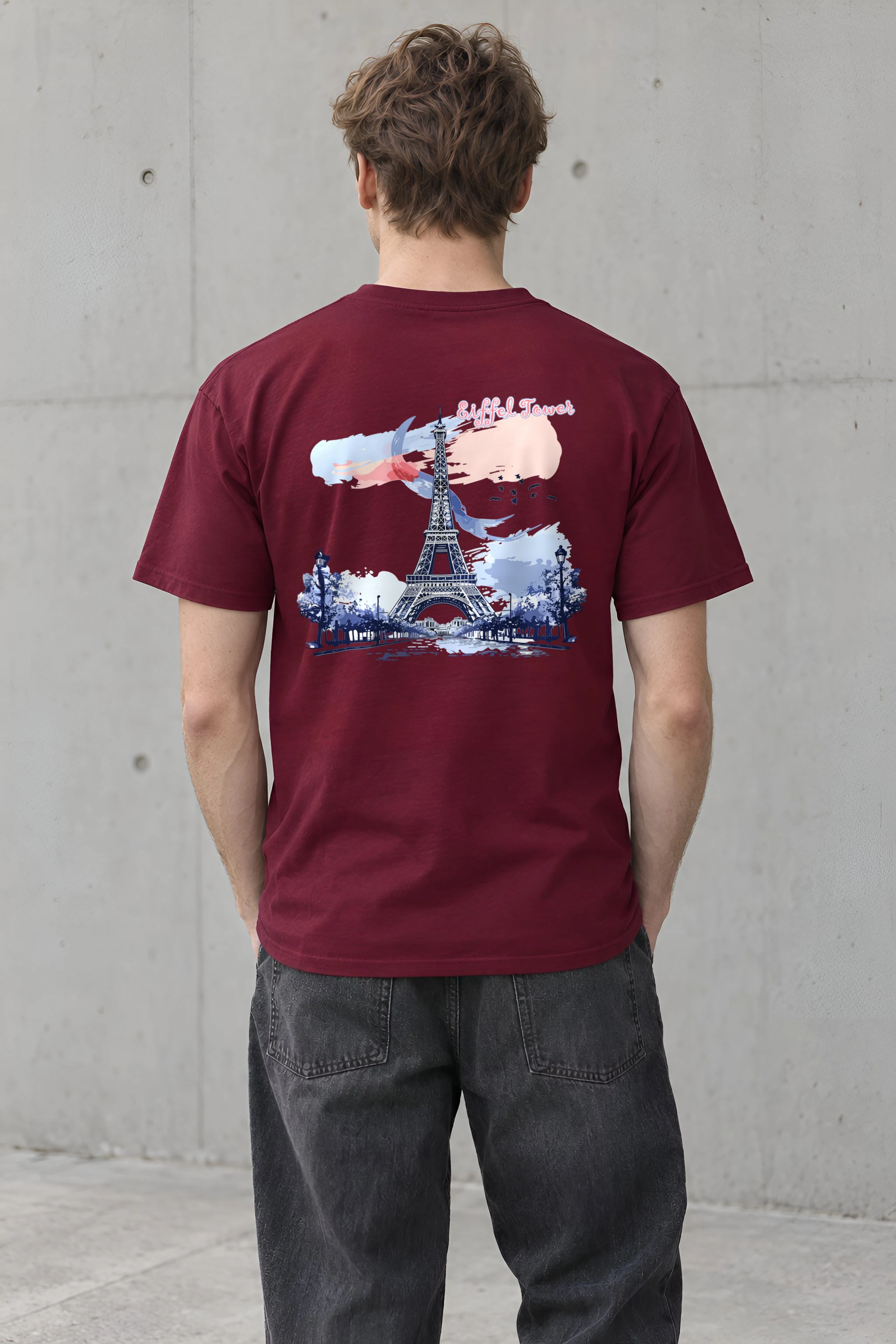 "Eiffel Tower Watercolor" Heavyweight Unisex Crewneck T-shirt