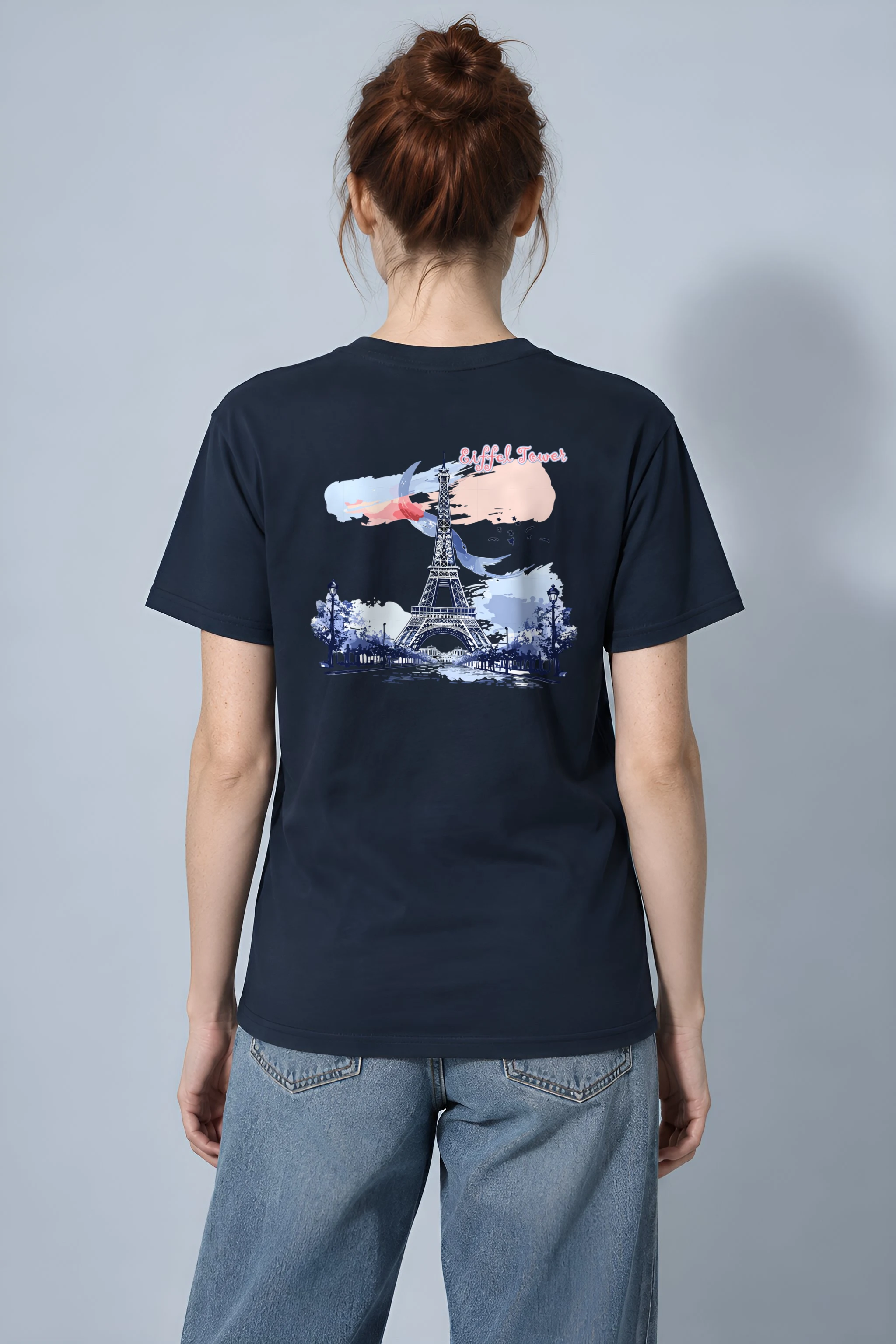 "Eiffel Tower Watercolor" Heavyweight Unisex Crewneck T-shirt