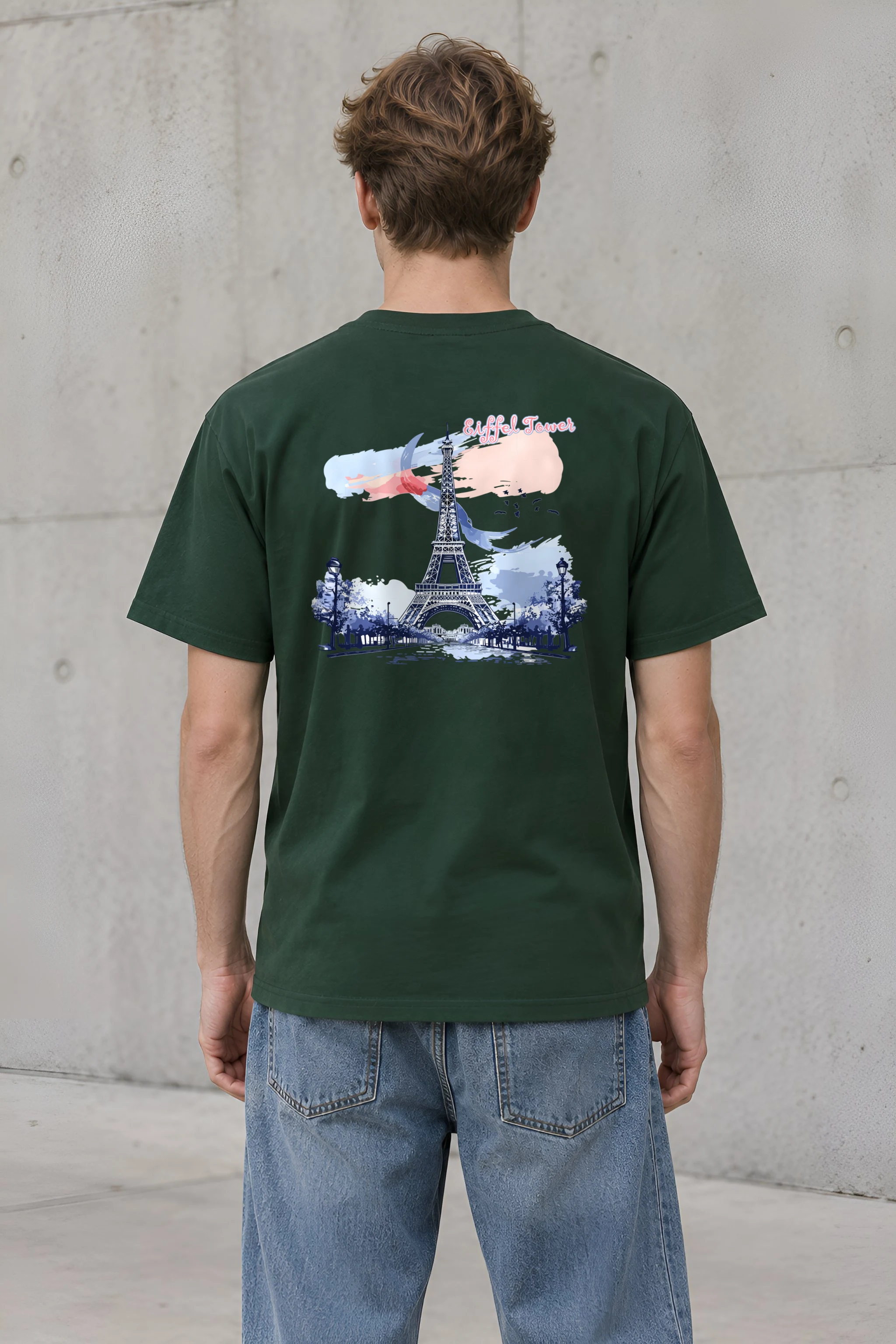 "Eiffel Tower Watercolor" Heavyweight Unisex Crewneck T-shirt