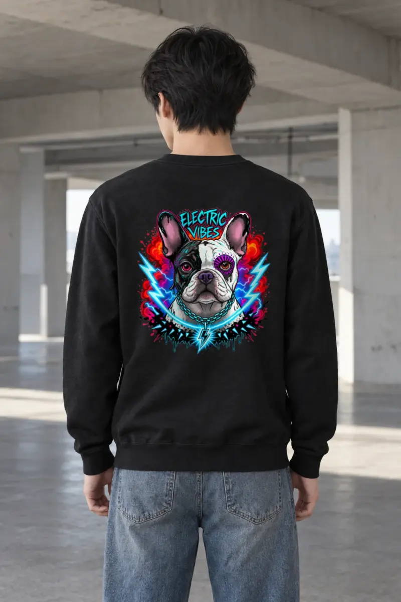 "Electric Vibes Bulldog" Heavy Blend Unisex Crewneck Sweatshirt