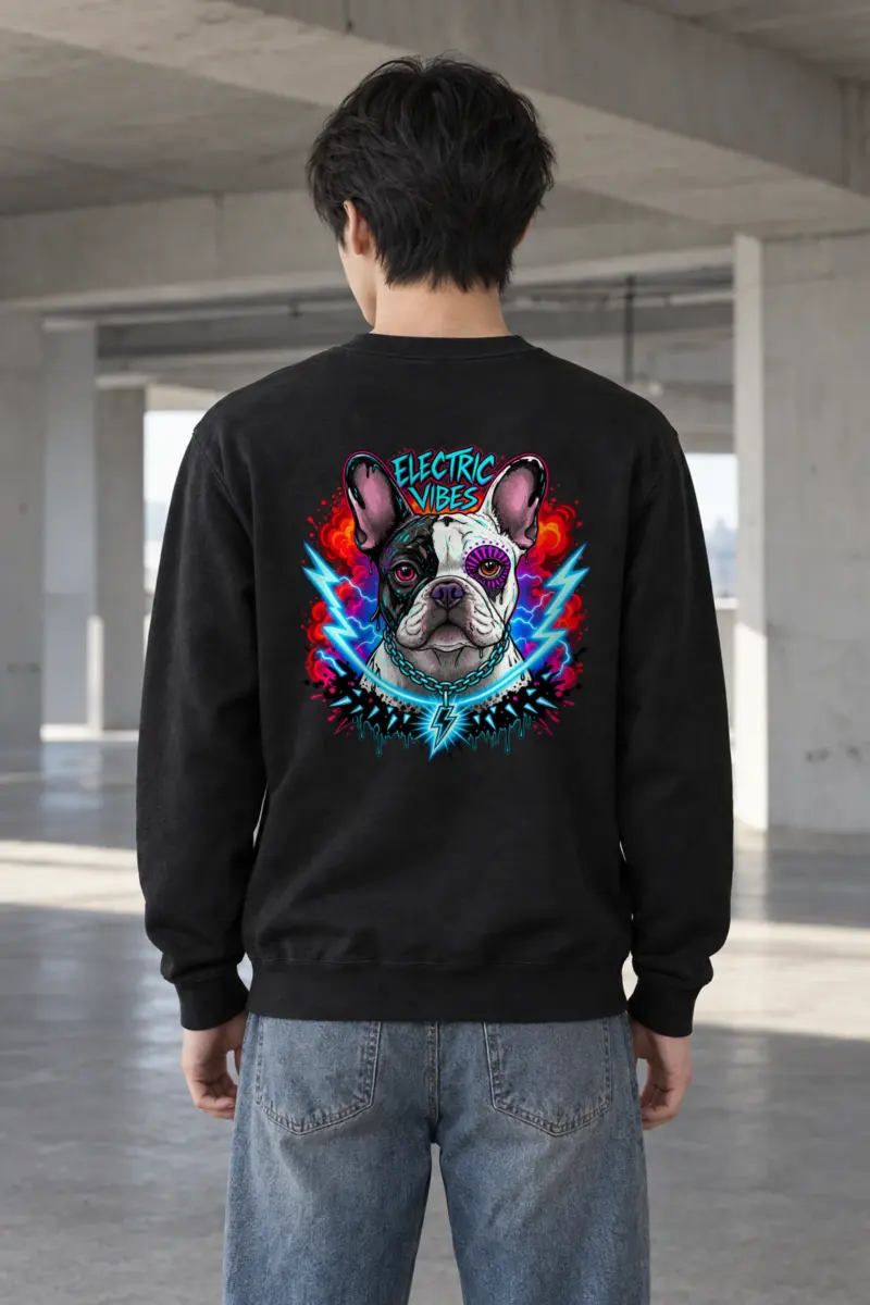 "Electric Vibes Bulldog" Heavy Blend Unisex Crewneck Sweatshirt