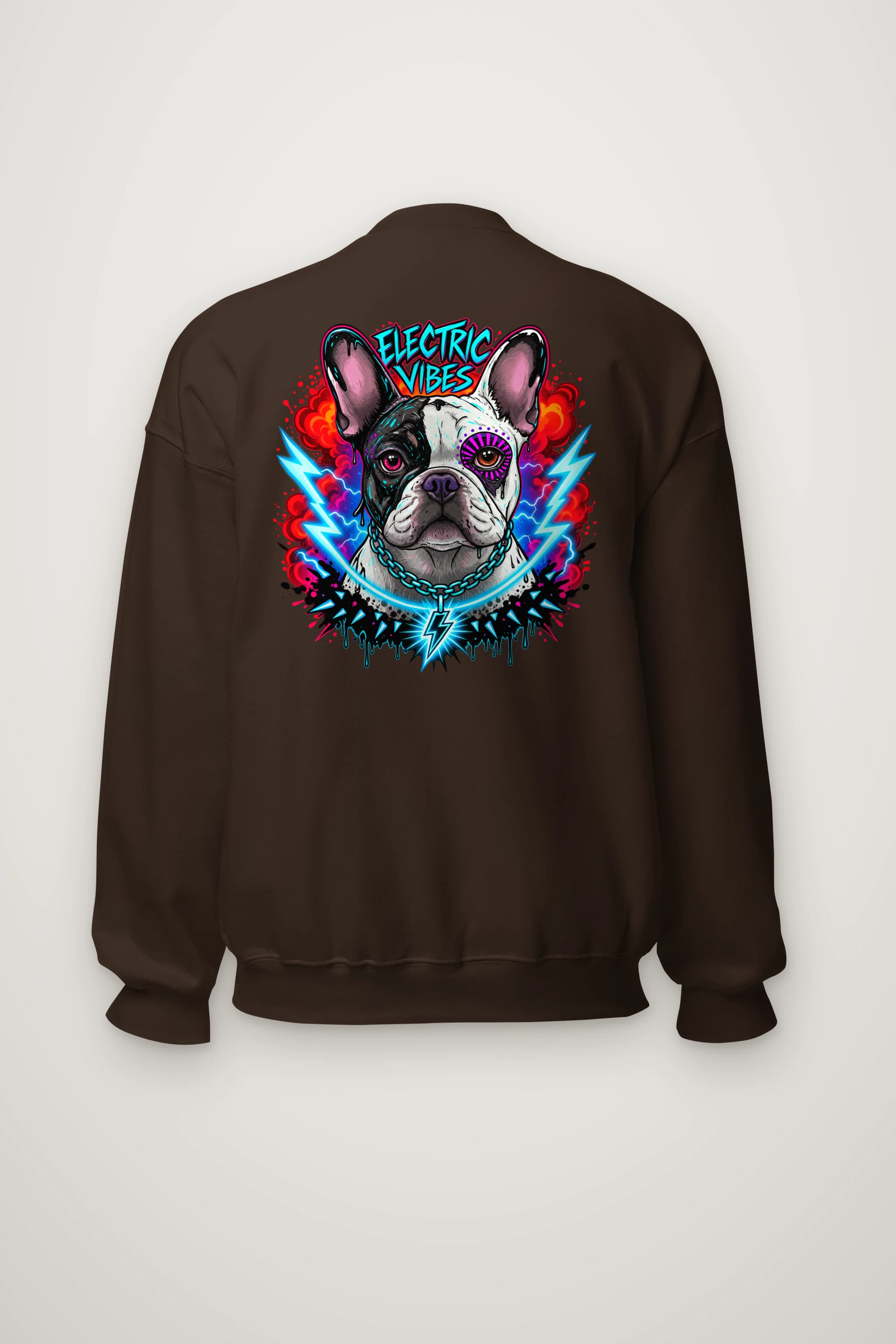 "Electric Vibes Bulldog" Heavy Blend Unisex Crewneck Sweatshirt
