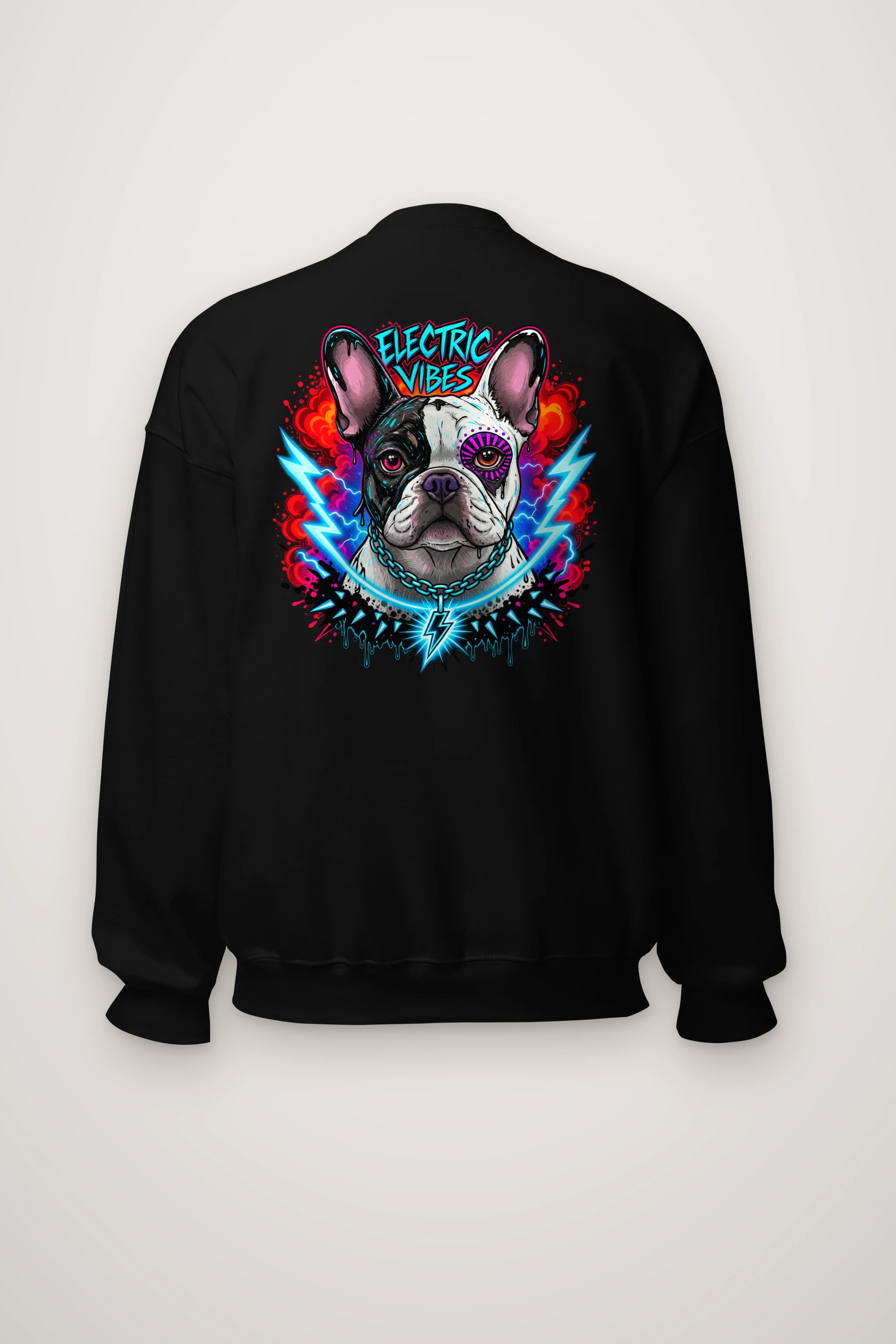 "Electric Vibes Bulldog" Heavy Blend Unisex Crewneck Sweatshirt