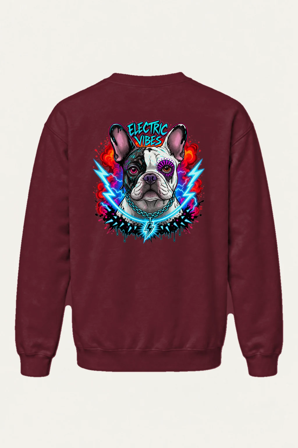"Electric Vibes Bulldog" Heavy Blend Unisex Crewneck Sweatshirt | Gildan 18000