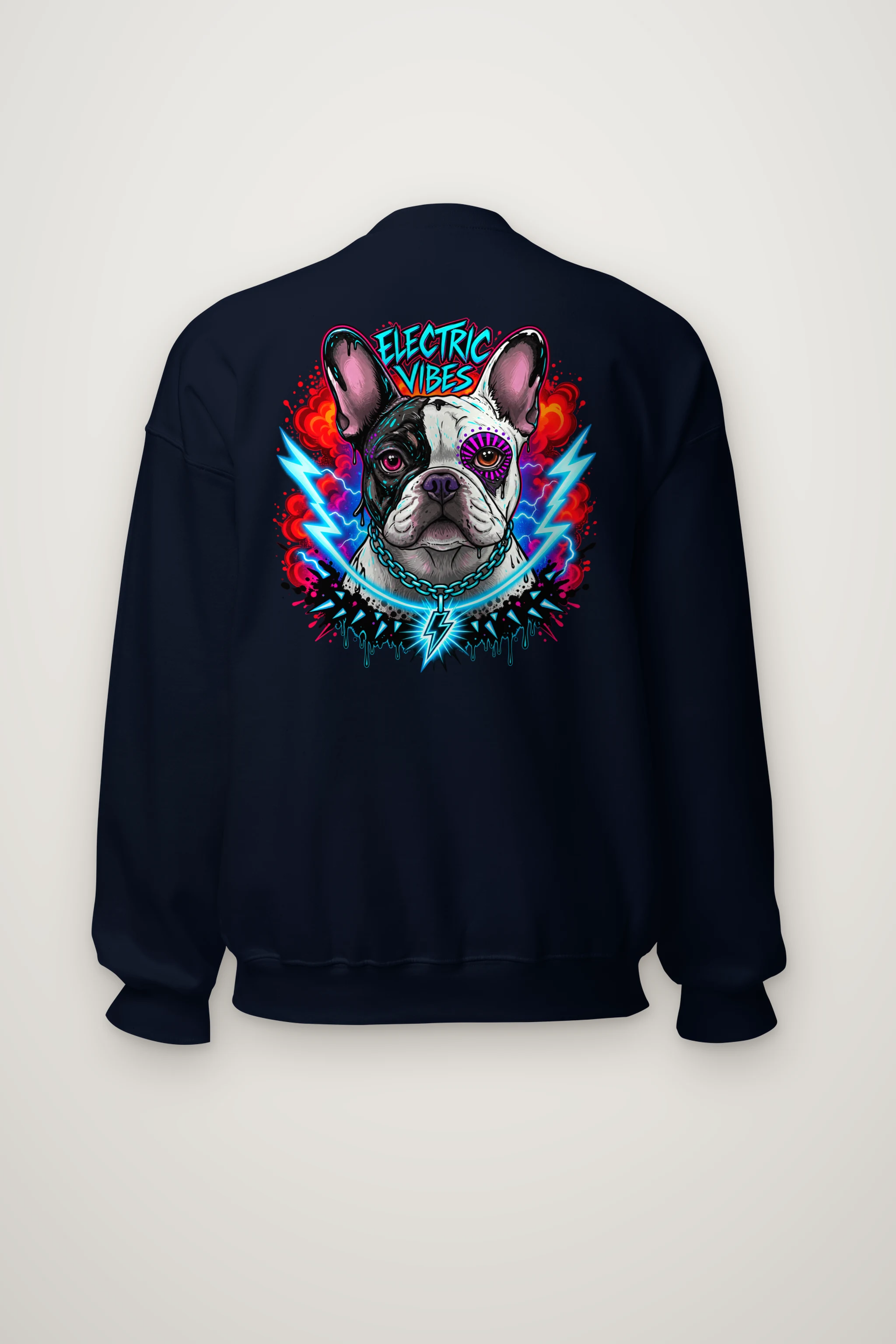 "Electric Vibes Bulldog" Heavy Blend Unisex Crewneck Sweatshirt
