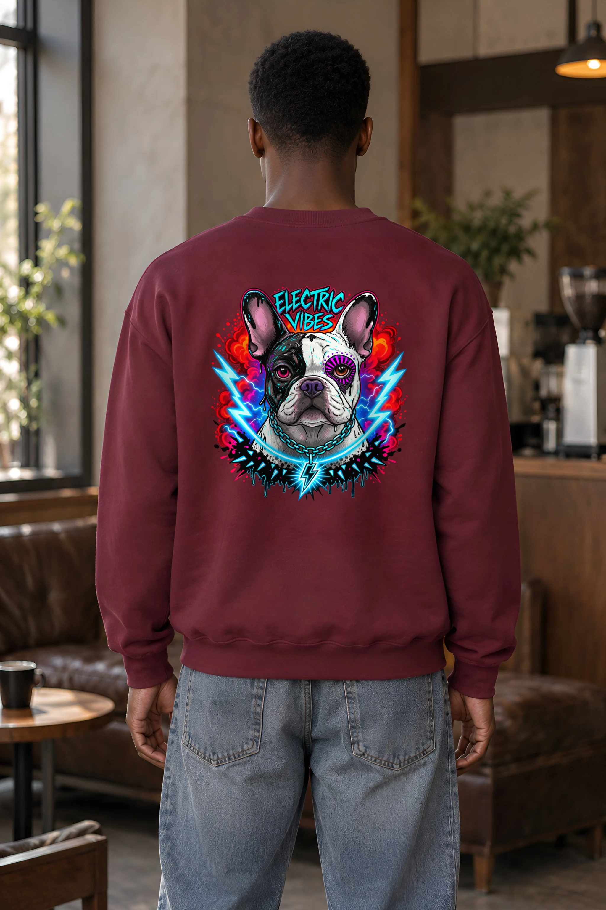 "Electric Vibes Bulldog" 1 Crewneck Sweatshirt