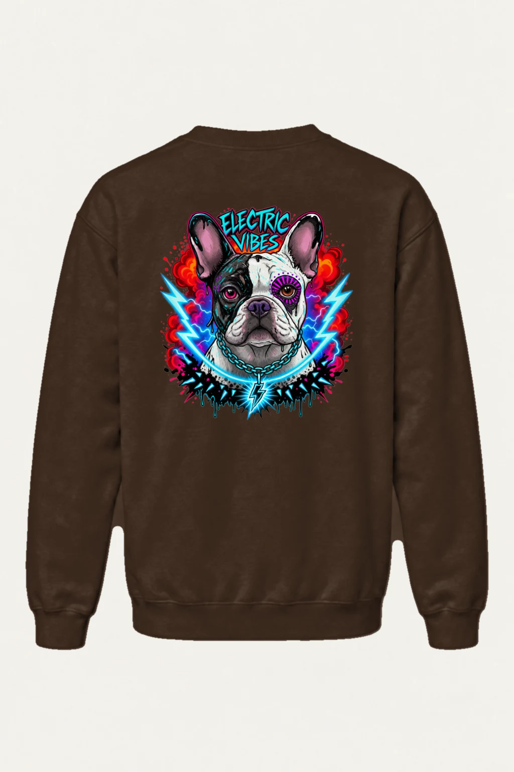 "Electric Vibes Bulldog" Heavy Blend Unisex Crewneck Sweatshirt | Gildan 18000