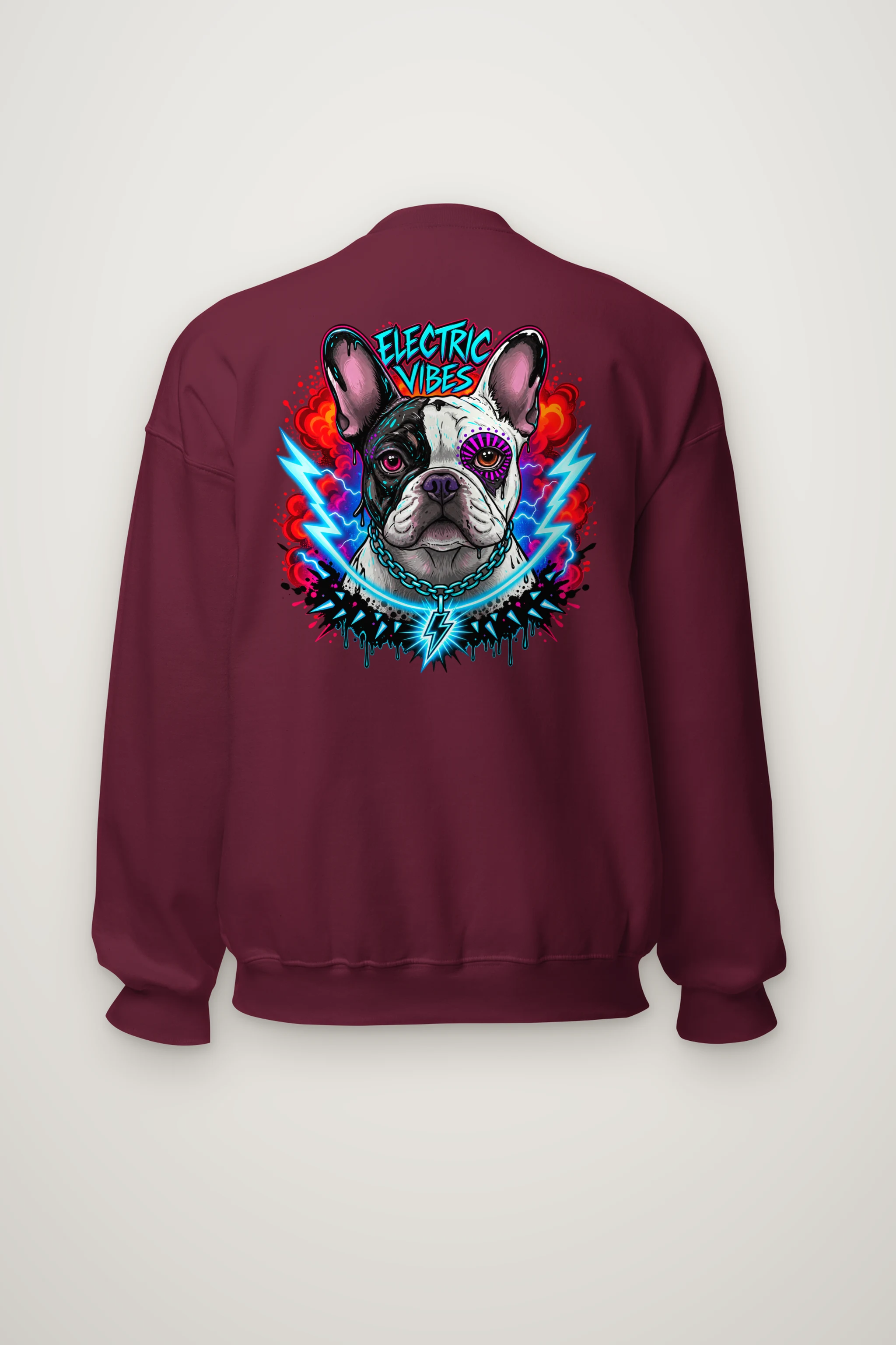 "Electric Vibes Bulldog" Heavy Blend Unisex Crewneck Sweatshirt
