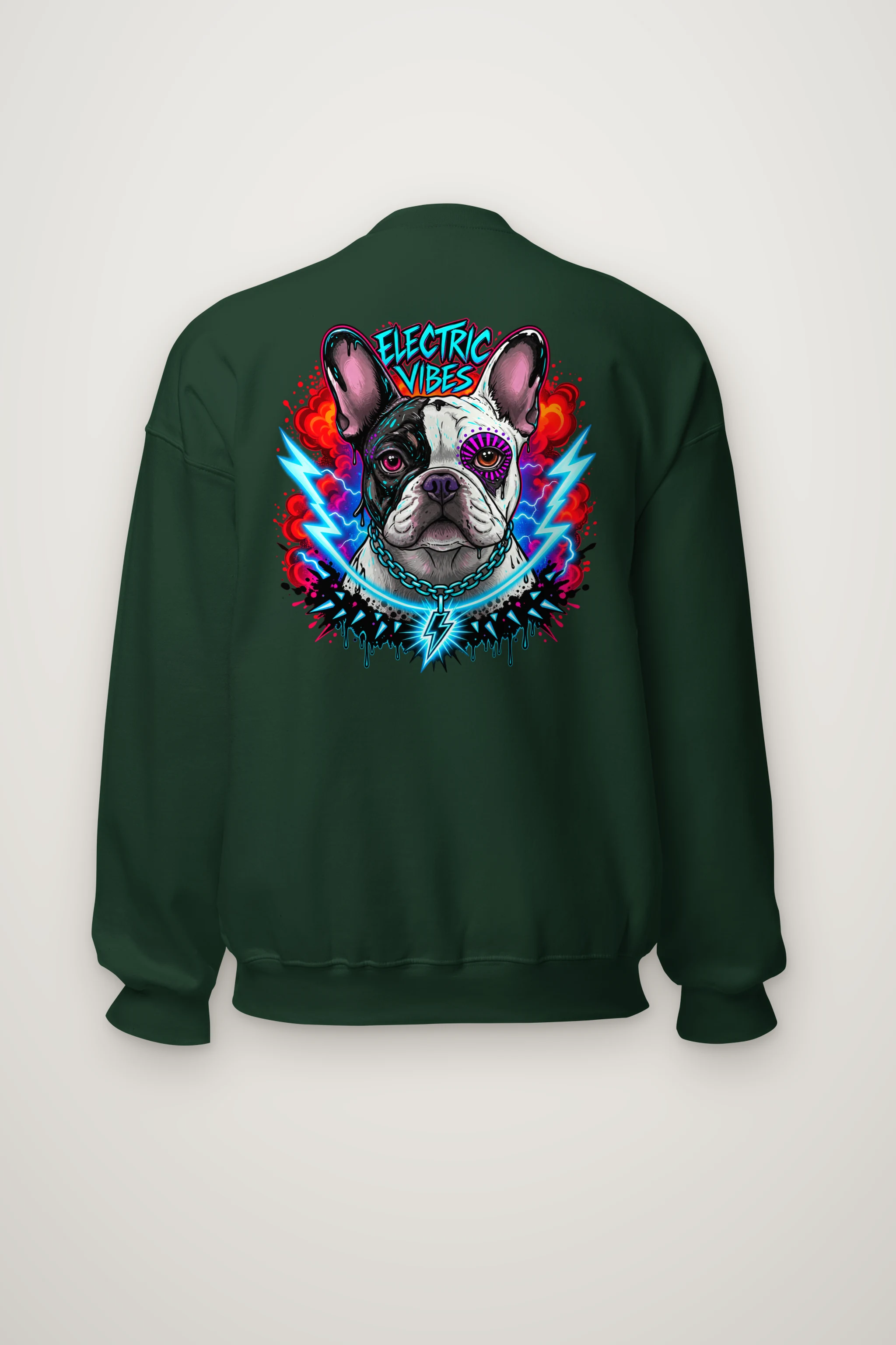 "Electric Vibes Bulldog" Heavy Blend Unisex Crewneck Sweatshirt