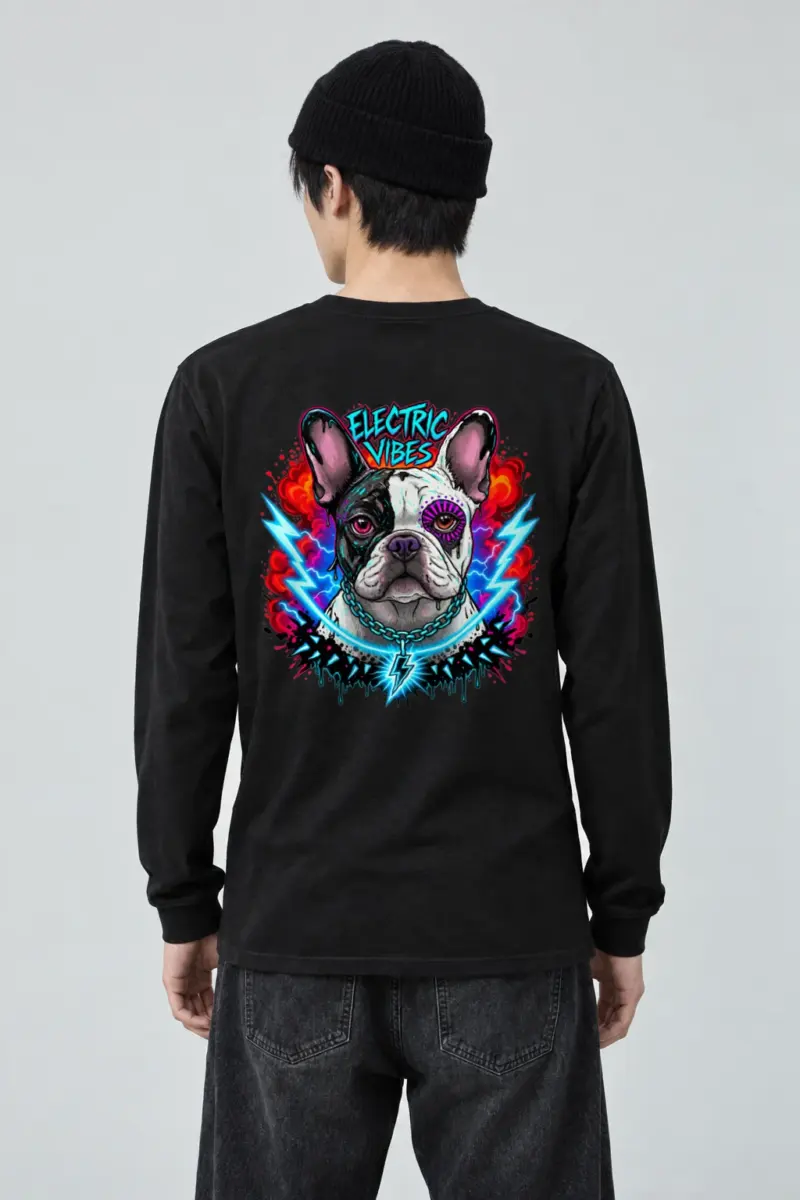 "Electric Vibes Bulldog" Unisex Longsleeve T-shirt