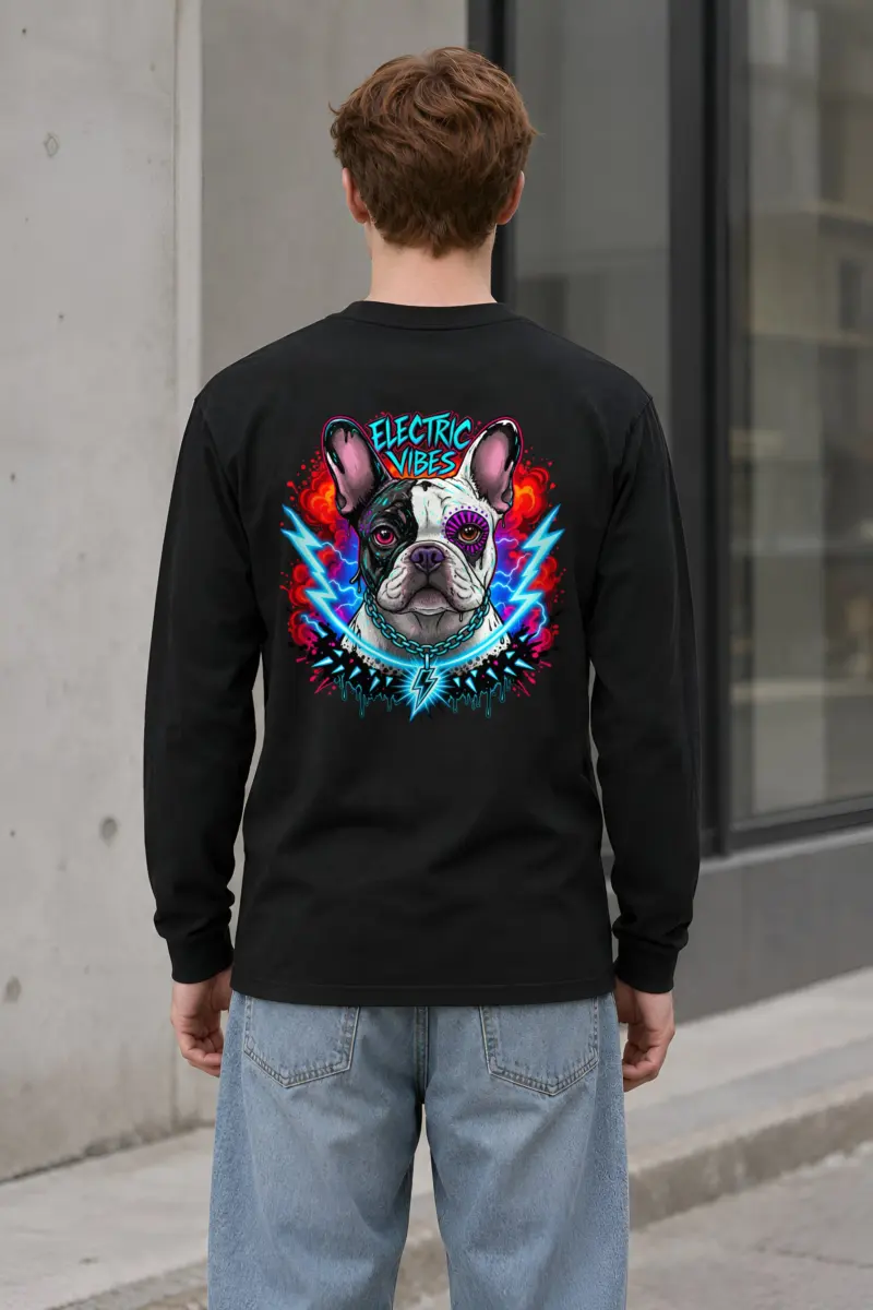 "Electric Vibes Bulldog" Unisex Longsleeve T-shirt