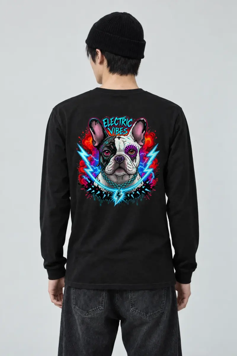 "Electric Vibes Bulldog" Unisex Longsleeve T-shirt