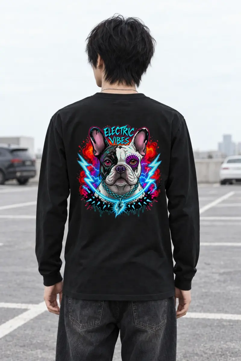 "Electric Vibes Bulldog" Unisex Longsleeve T-shirt