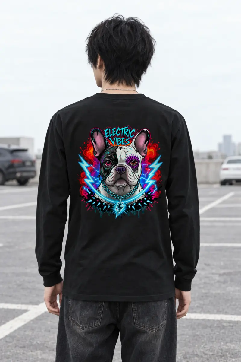 "Electric Vibes Bulldog" Unisex Longsleeve T-shirt
