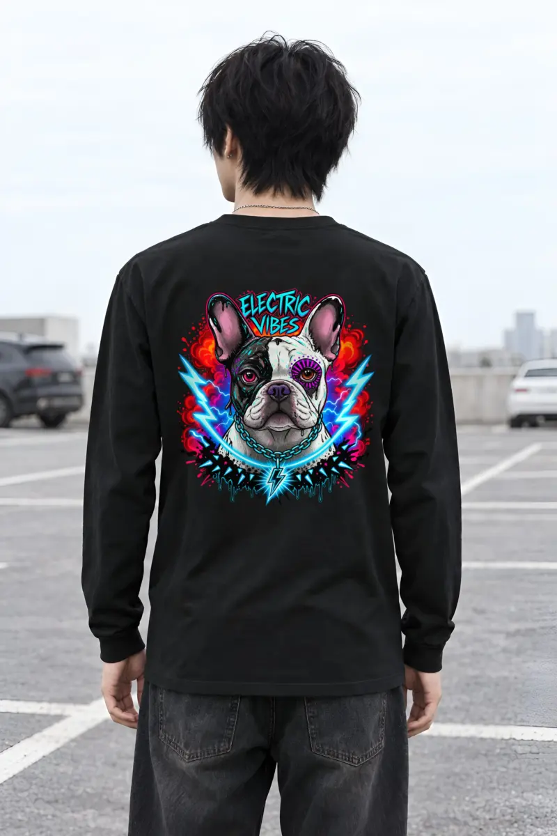 "Electric Vibes Bulldog" Unisex Longsleeve T-shirt
