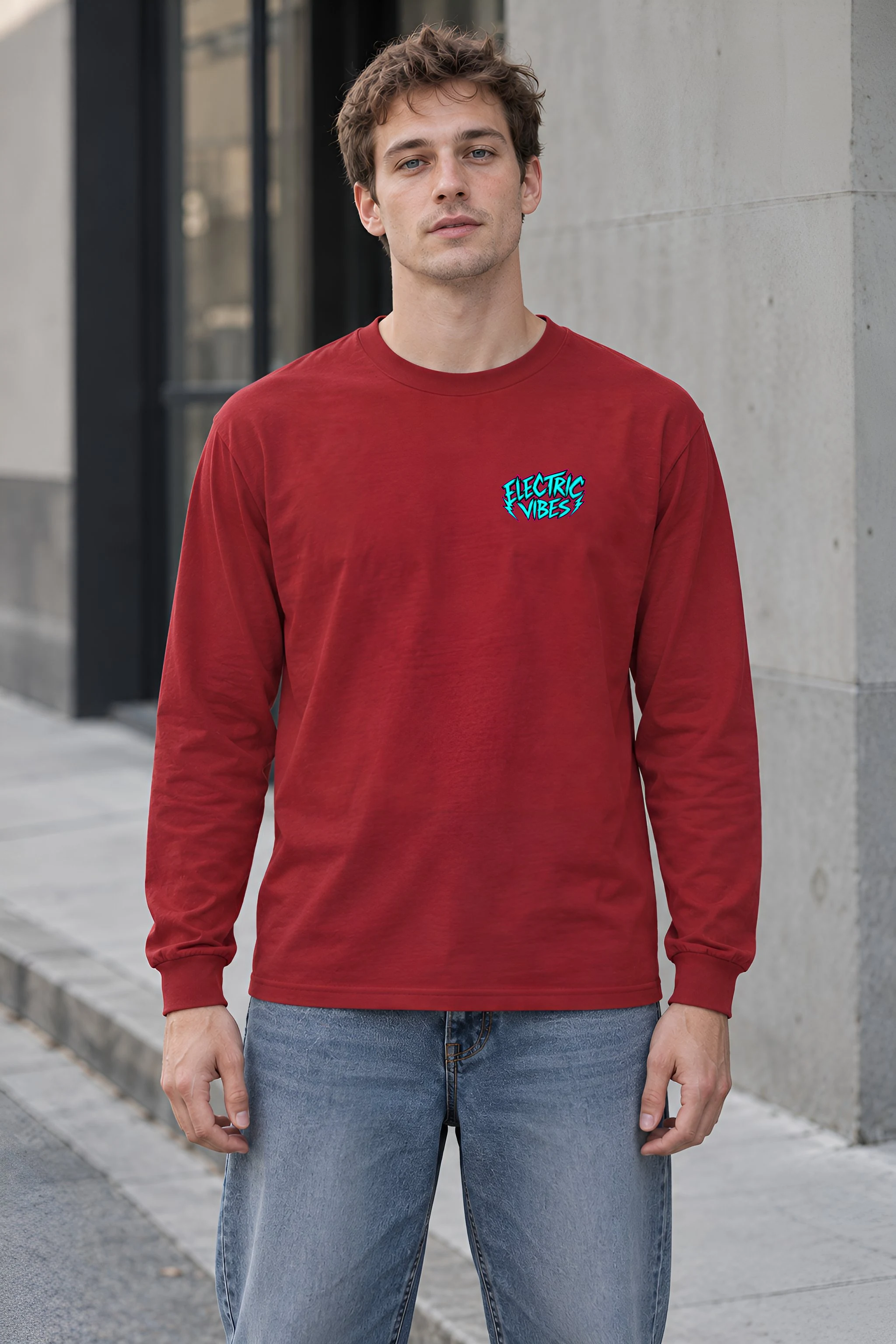 "Electric Vibes Bulldog" Unisex Longsleeve T-shirt
