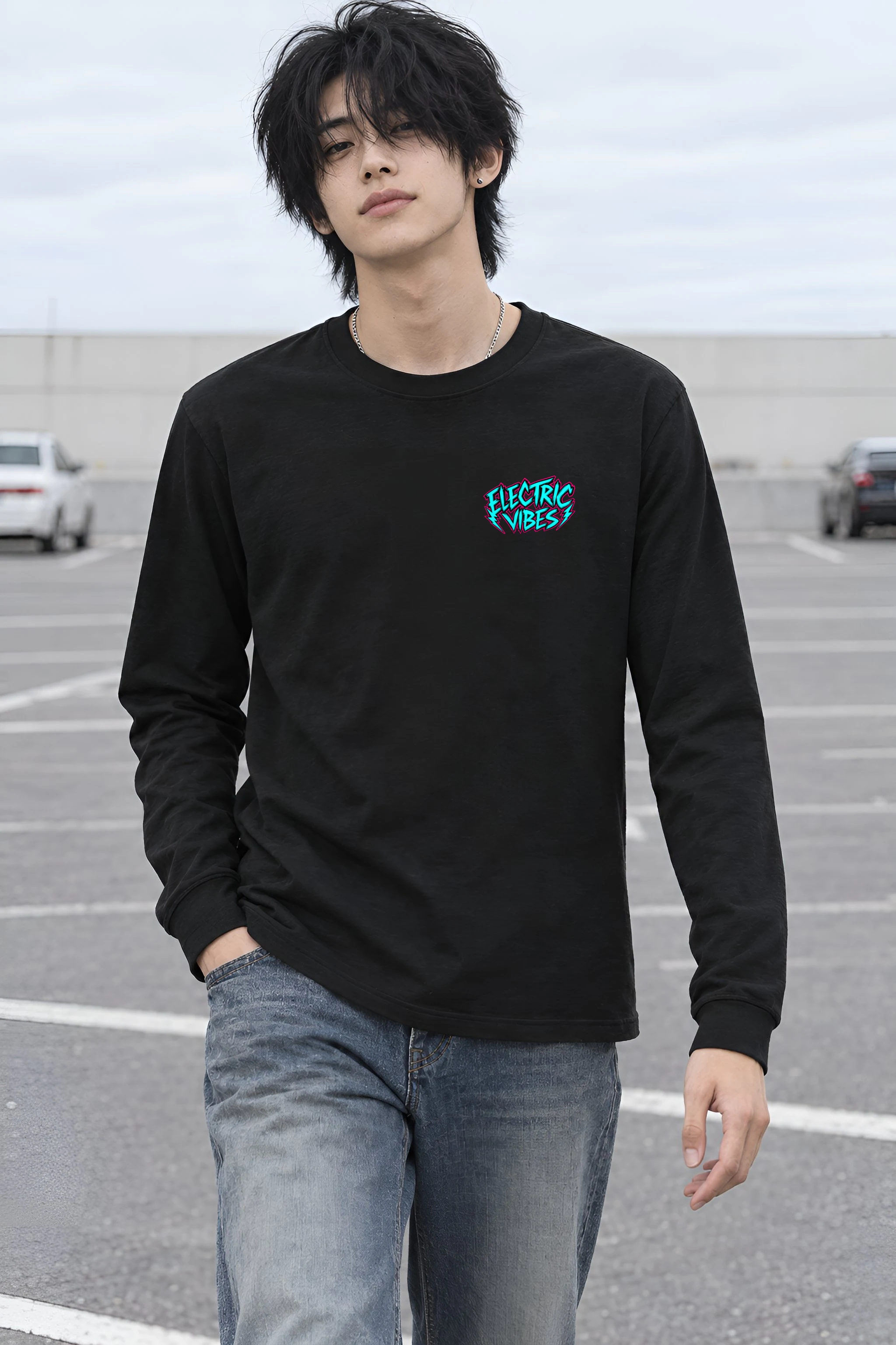 "Electric Vibes Bulldog" Unisex Longsleeve T-shirt