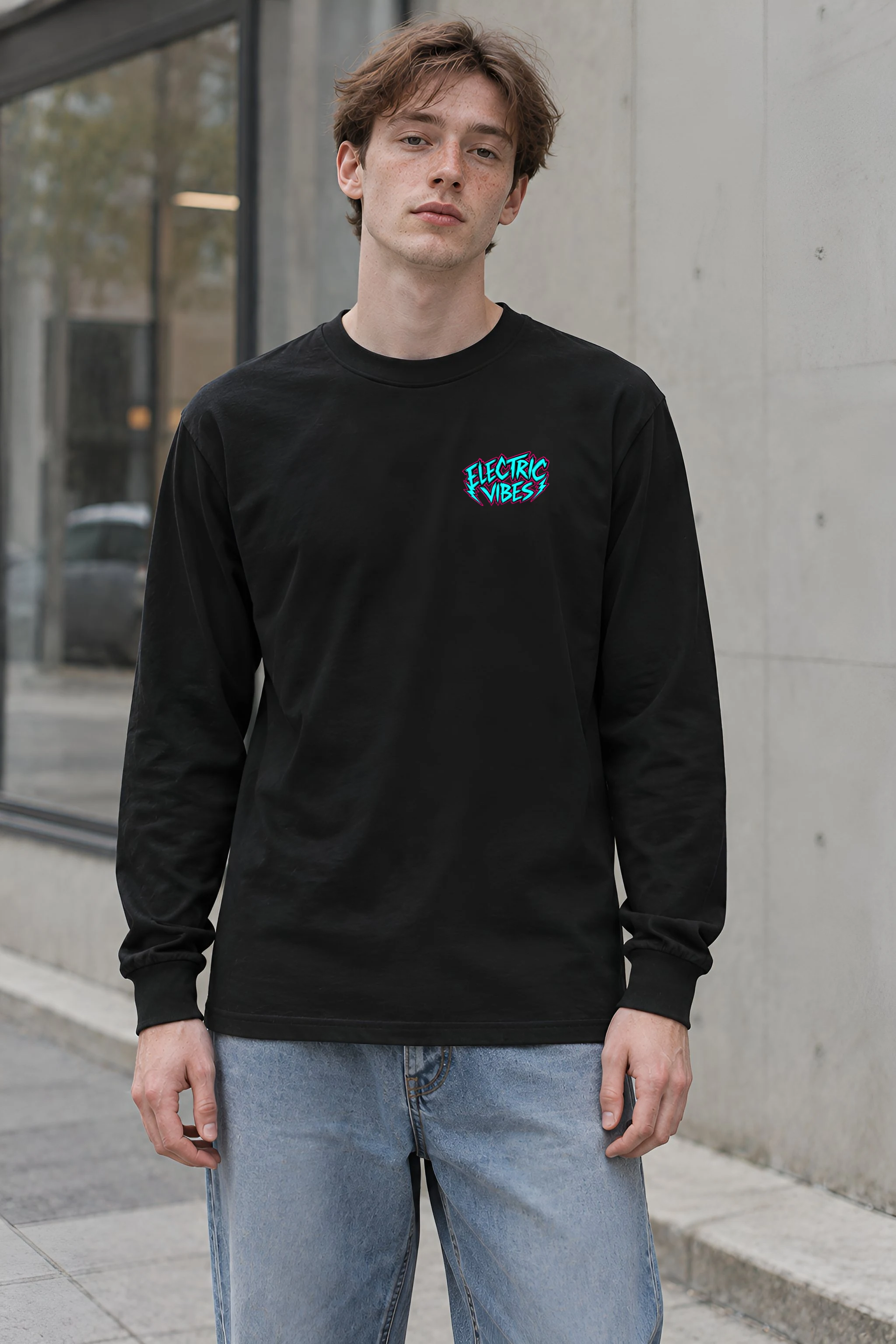 "Electric Vibes Bulldog" Unisex Longsleeve T-shirt