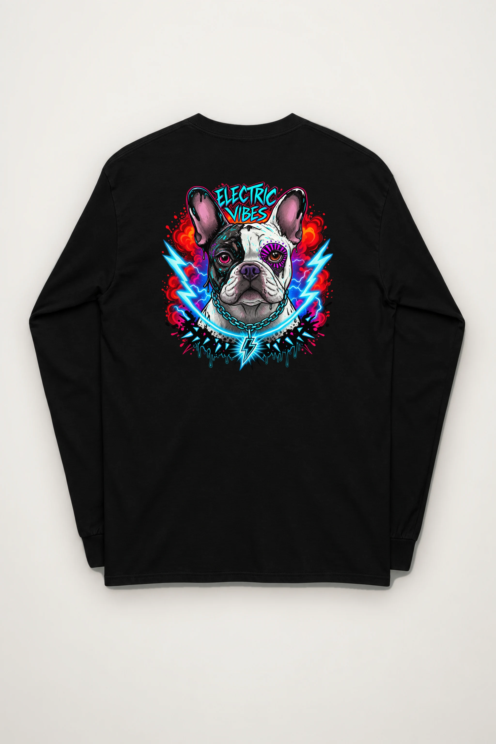 "Electric Vibes Bulldog" Unisex Longsleeve T-shirt
