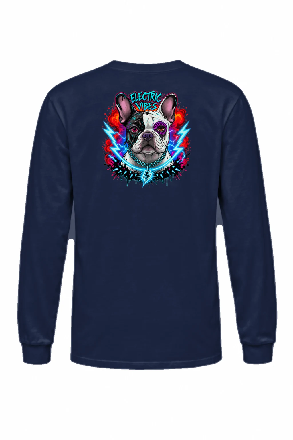 "Electric Vibes Bulldog" Unisex Longsleeve T-shirt | Gildan 2400