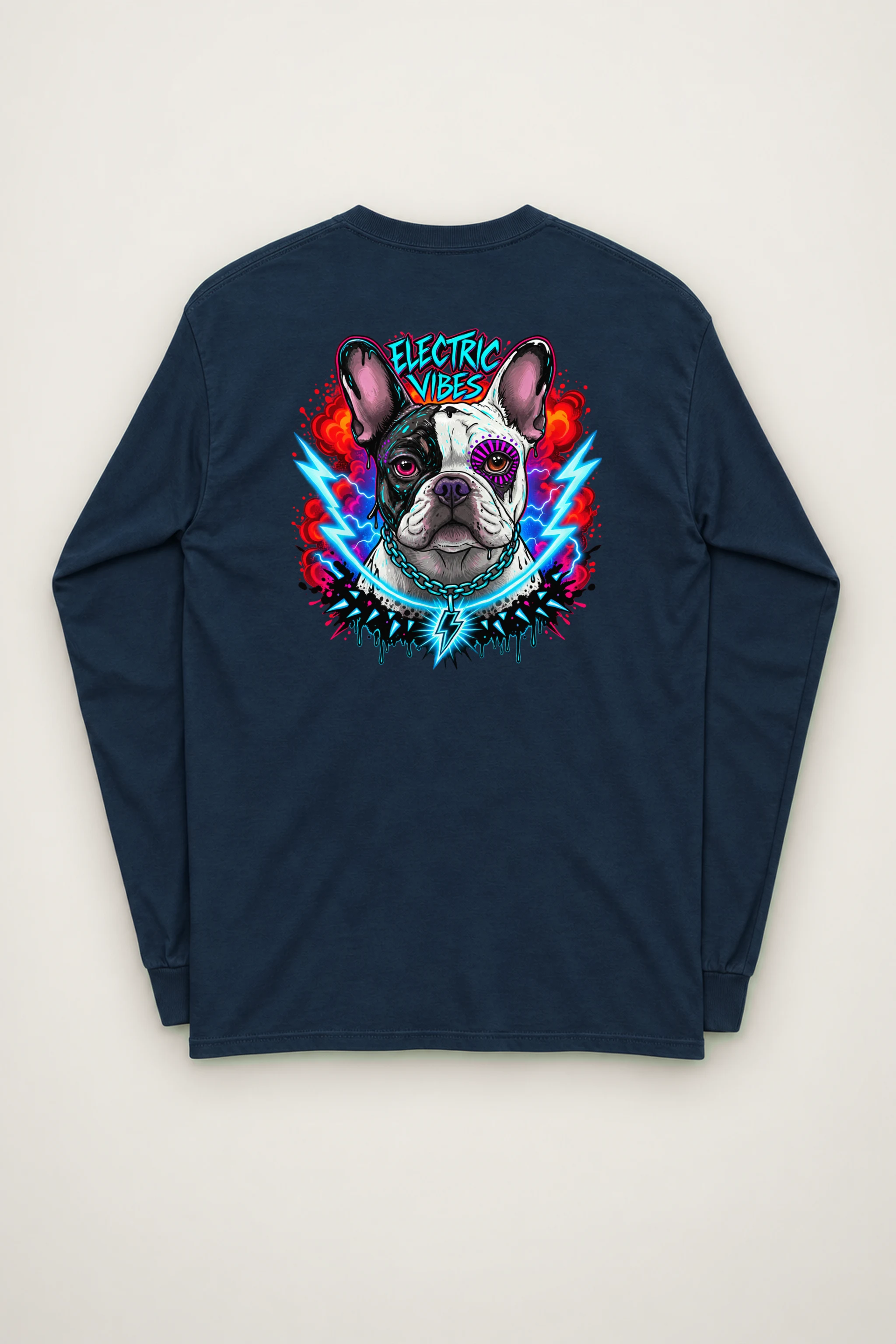 "Electric Vibes Bulldog" Unisex Longsleeve T-shirt