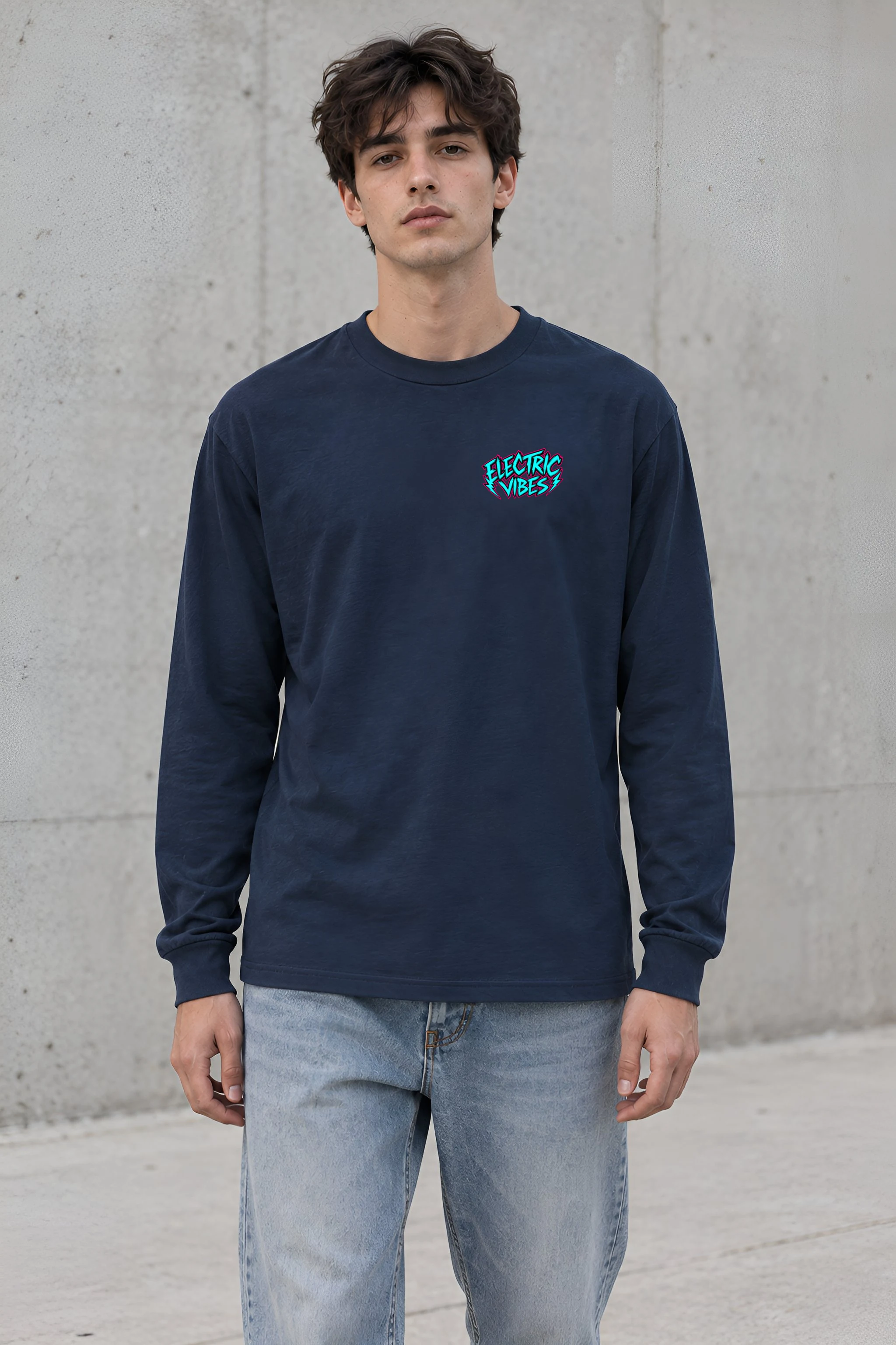 "Electric Vibes Bulldog" Unisex Longsleeve T-shirt