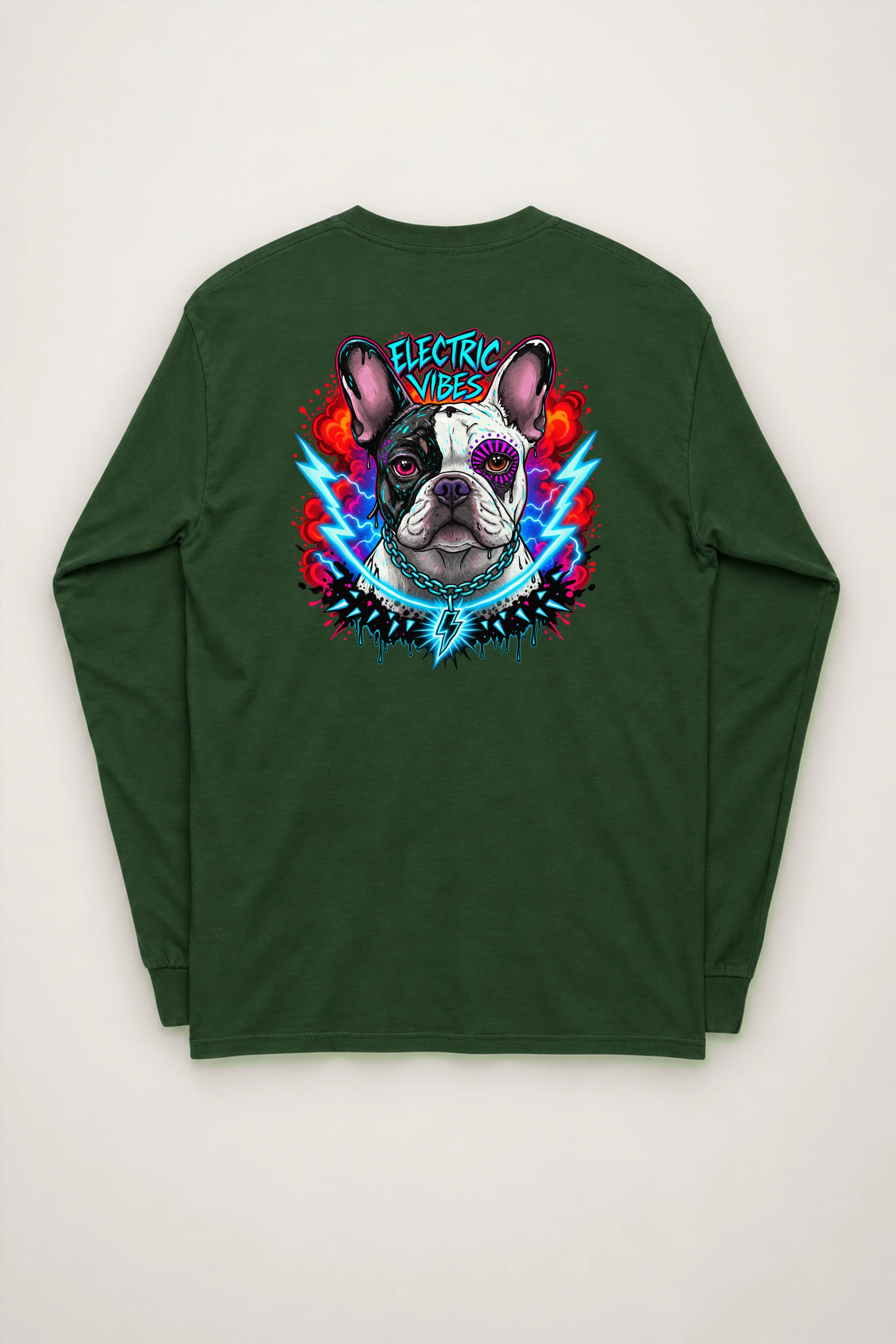 "Electric Vibes Bulldog" Unisex Longsleeve T-shirt