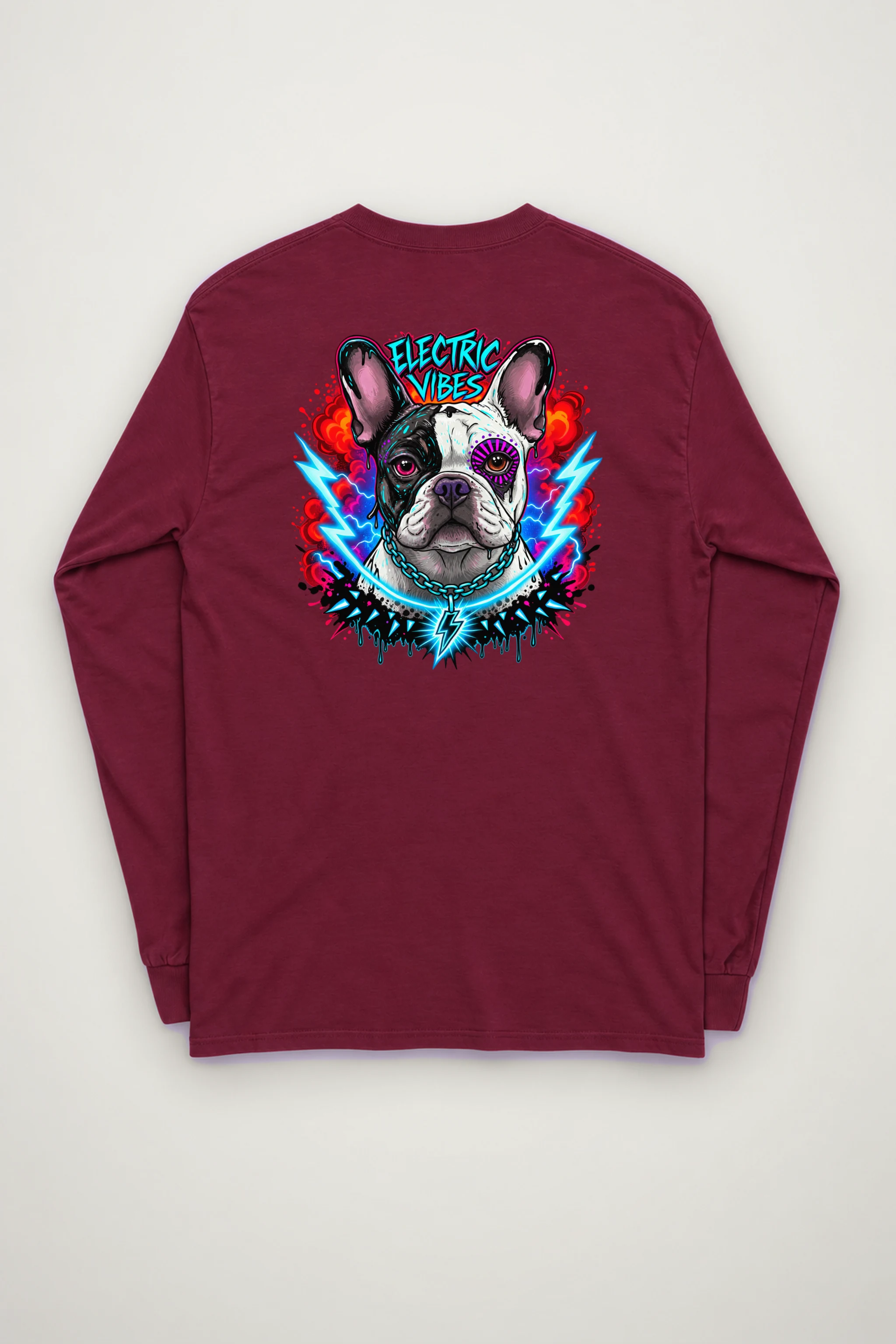 "Electric Vibes Bulldog" Unisex Longsleeve T-shirt