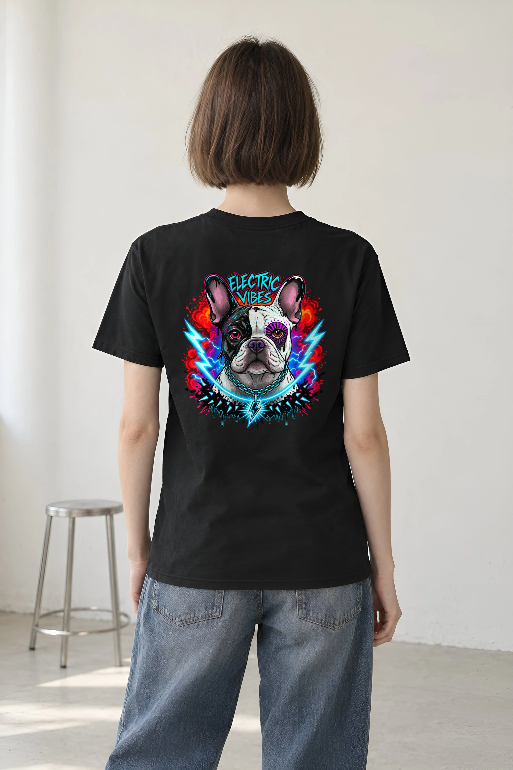 "Electric Vibes" Heavyweight Unisex Crewneck T-shirt