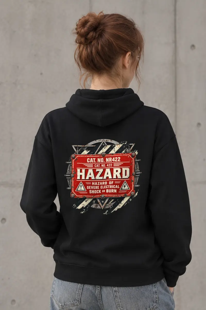 "Electrical Hazard Sign" Heavy Blend Unisex Pullover Hoodie