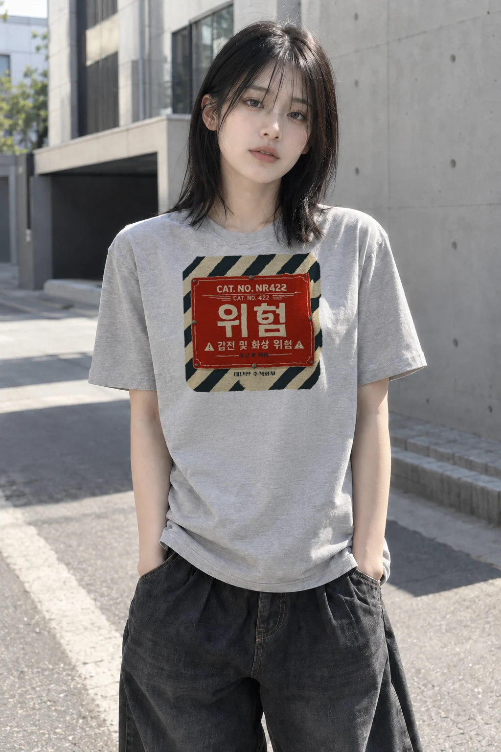 "Electrical Hazard Sign" Heavyweight Unisex Crewneck T-shirt | Gildan 5000