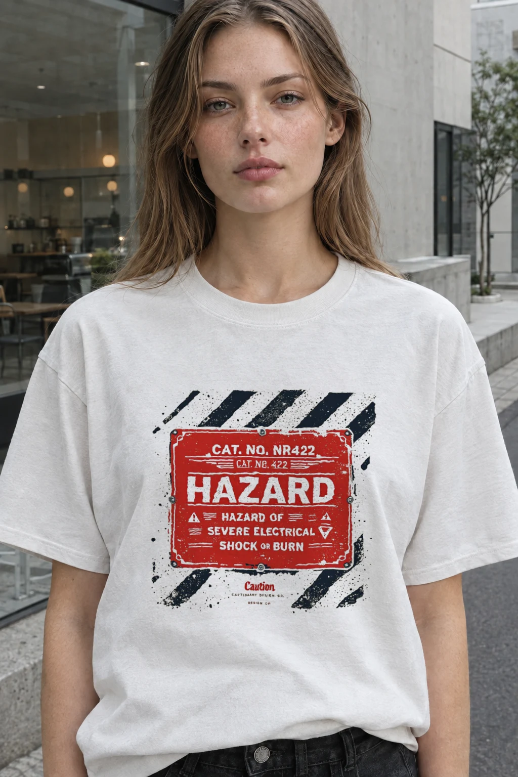 "Electrical Hazard Sign" Heavyweight Unisex Crewneck T-shirt | Gildan 5000