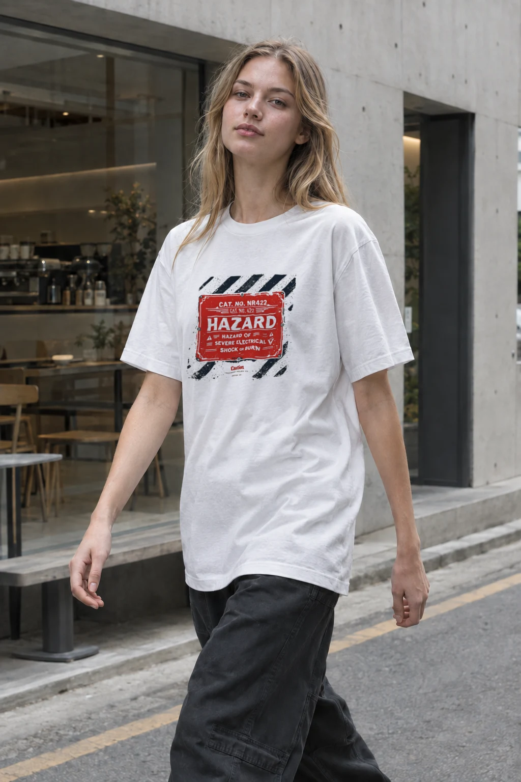 "Electrical Hazard Sign" Heavyweight Unisex Crewneck T-shirt | Gildan 5000