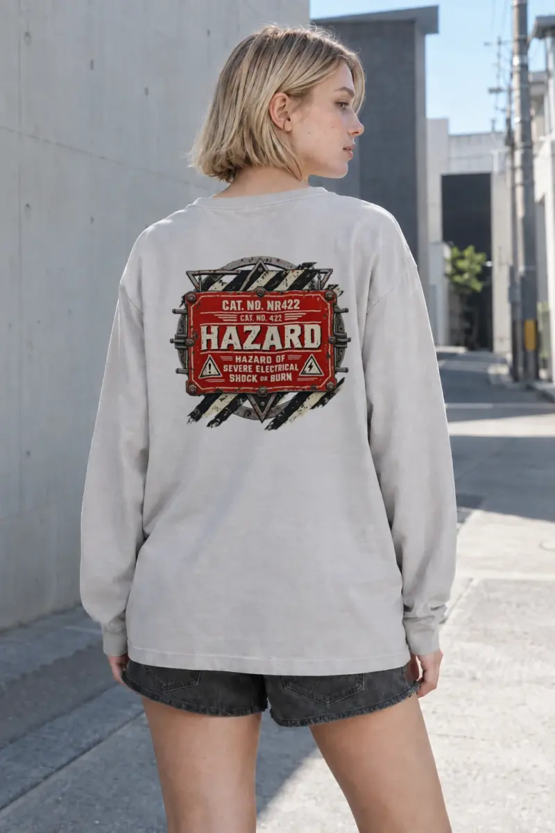 "Electrical Hazard Sign" Unisex Longsleeve T-shirt | Gildan 2400