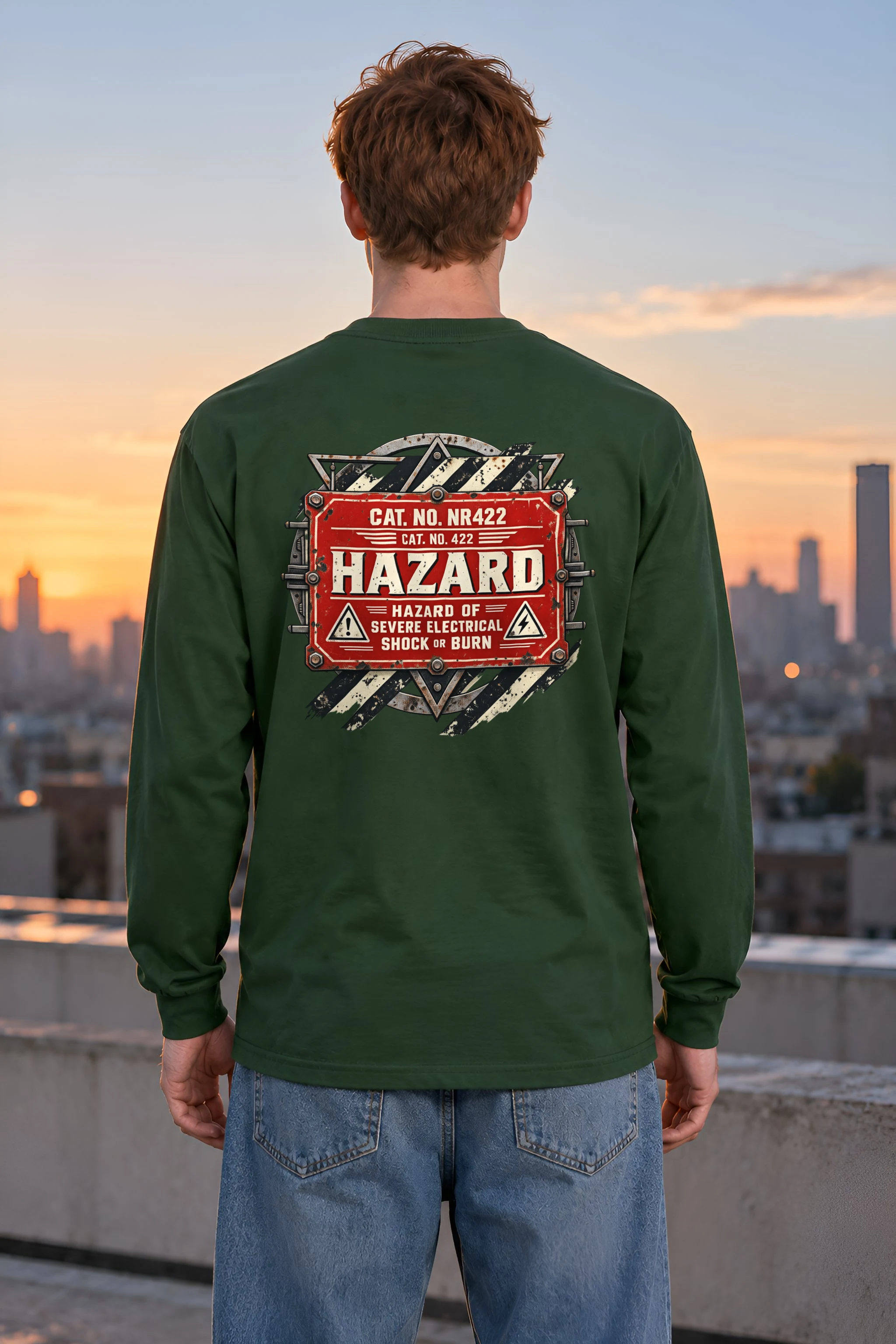 "Electrical Hazard Sign" Unisex Longsleeve T-shirt