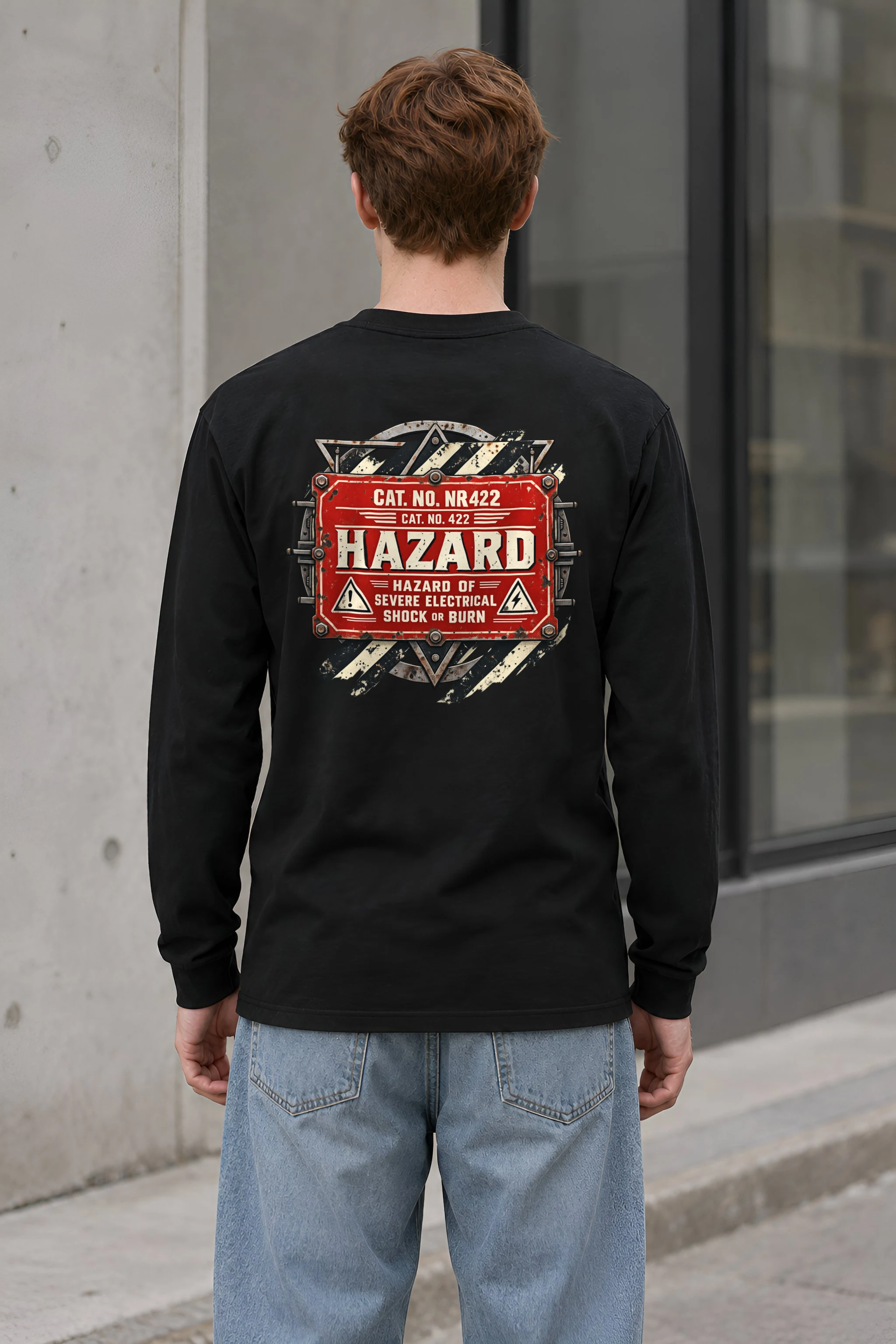 "Electrical Hazard Sign" Unisex Longsleeve T-shirt