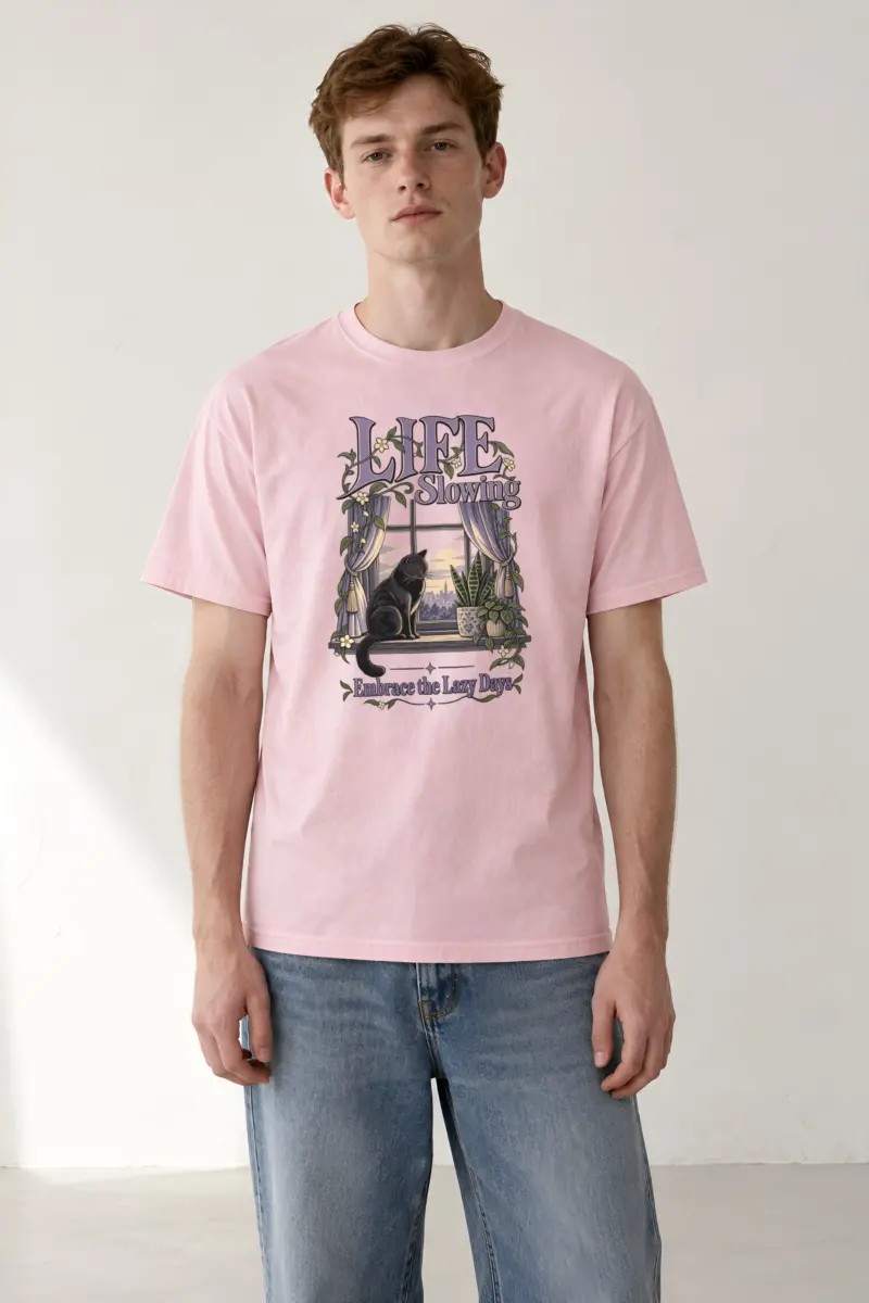 "Embrace Lazy Days" Heavyweight Unisex Crewneck T-shirt