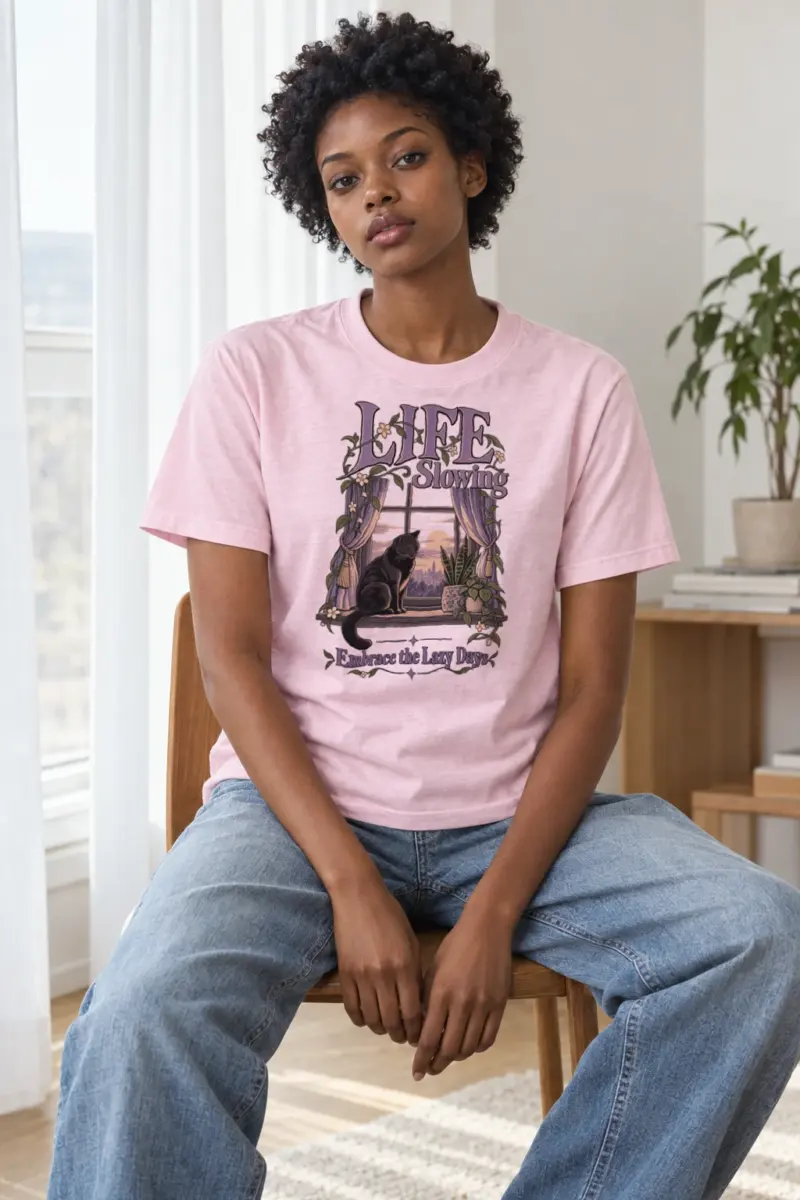"Embrace Lazy Days" Heavyweight Unisex Crewneck T-shirt | Gildan 5000