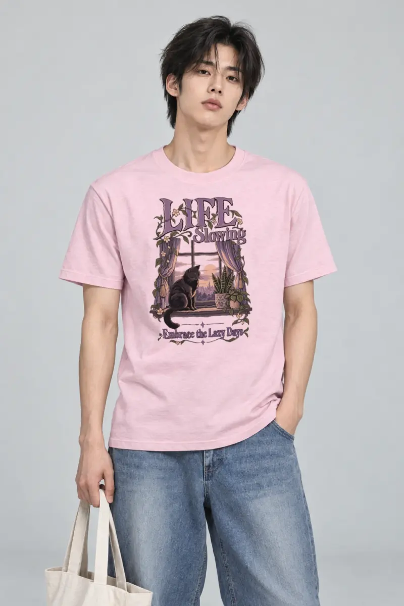 "Embrace Lazy Days" Heavyweight Unisex Crewneck T-shirt